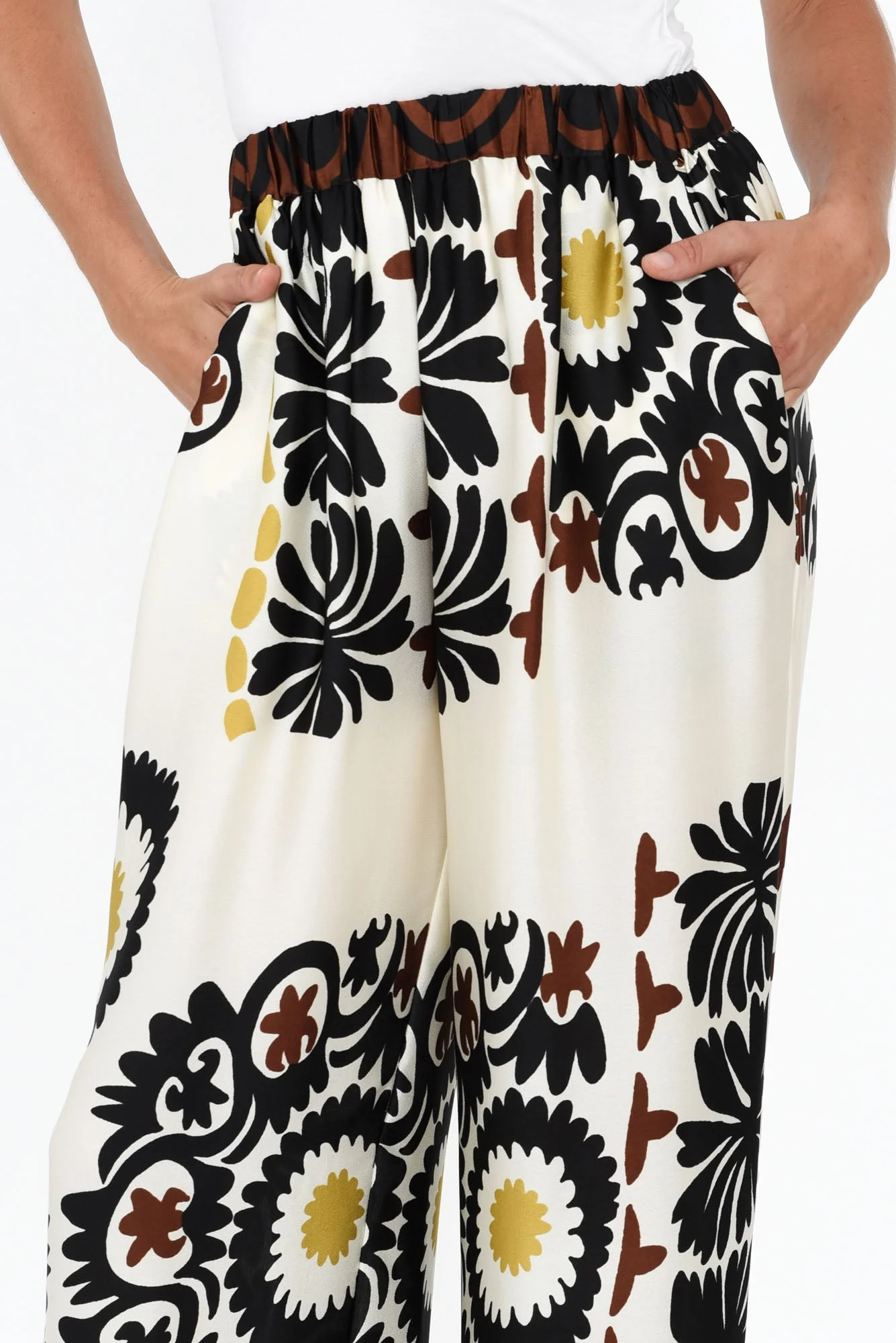 Plato Cream Abstract Wide Leg Pants - Image 6