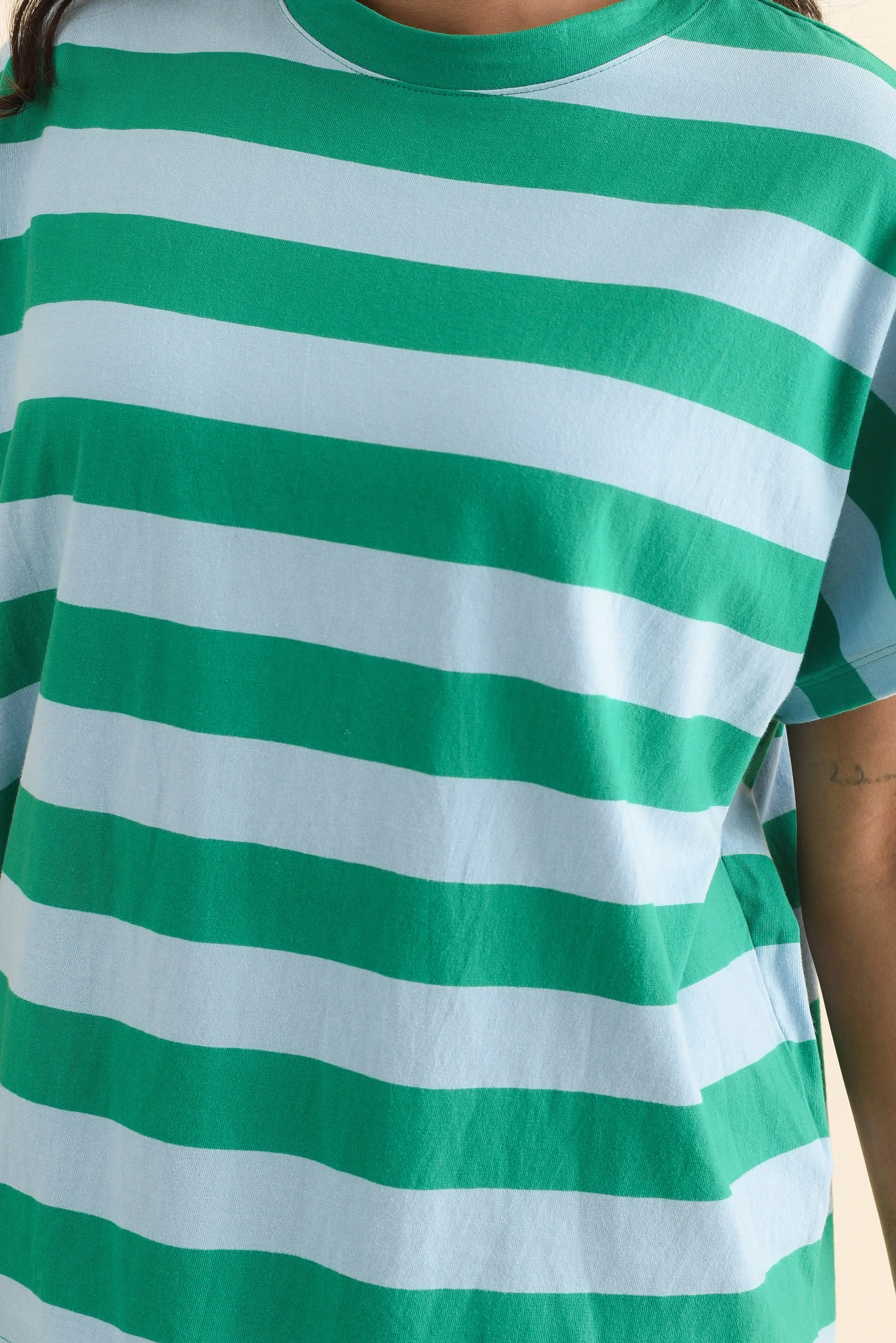 Poet Teal Stripe Cotton Tee - Image 5