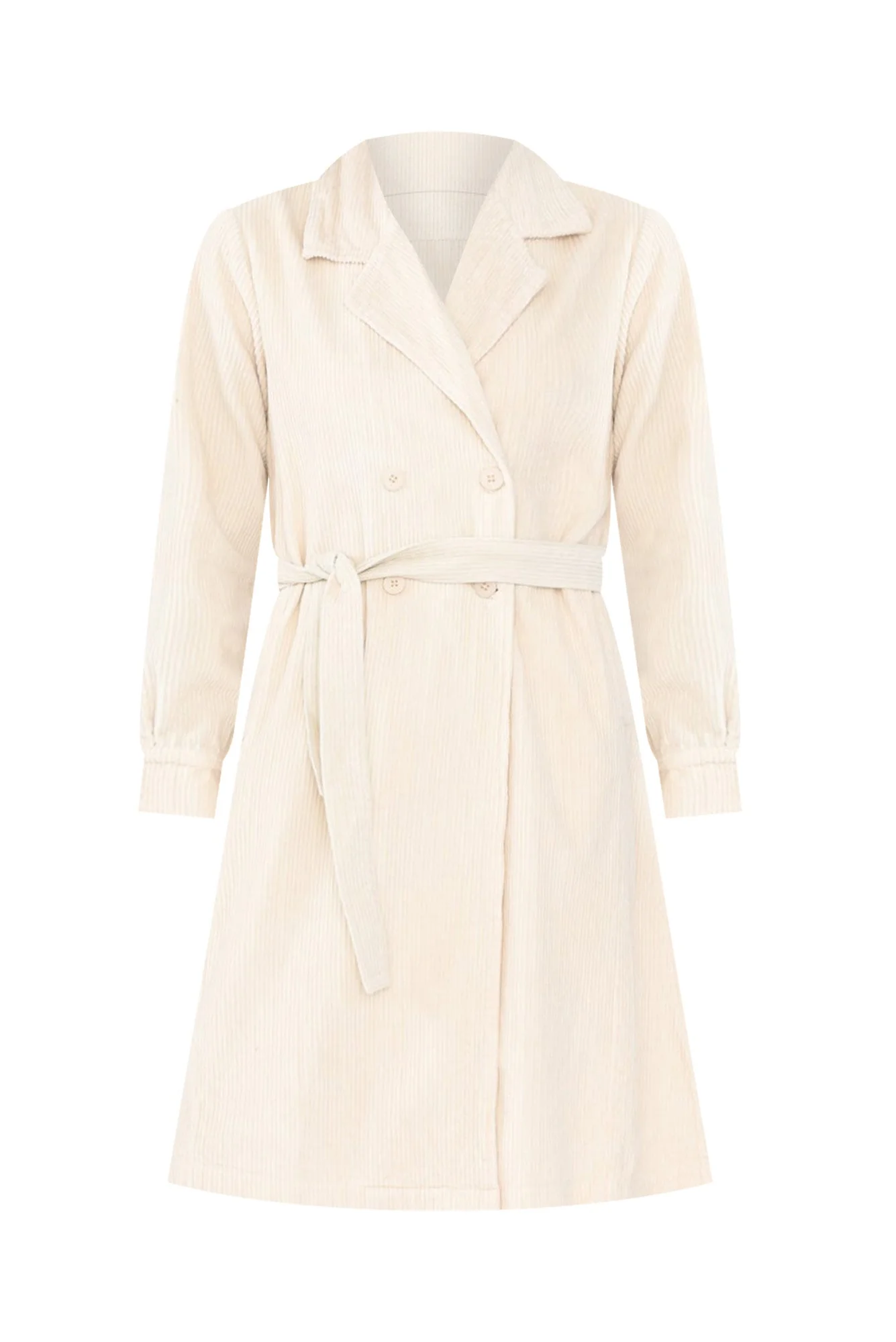 Pollux Cream Cotton Corduroy Coat - Image 3