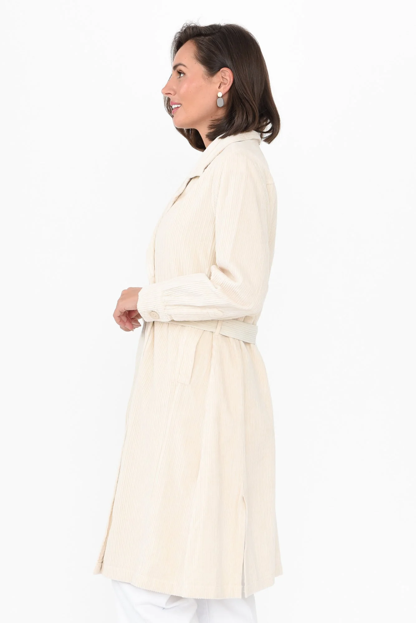 Pollux Cream Cotton Corduroy Coat - Image 5