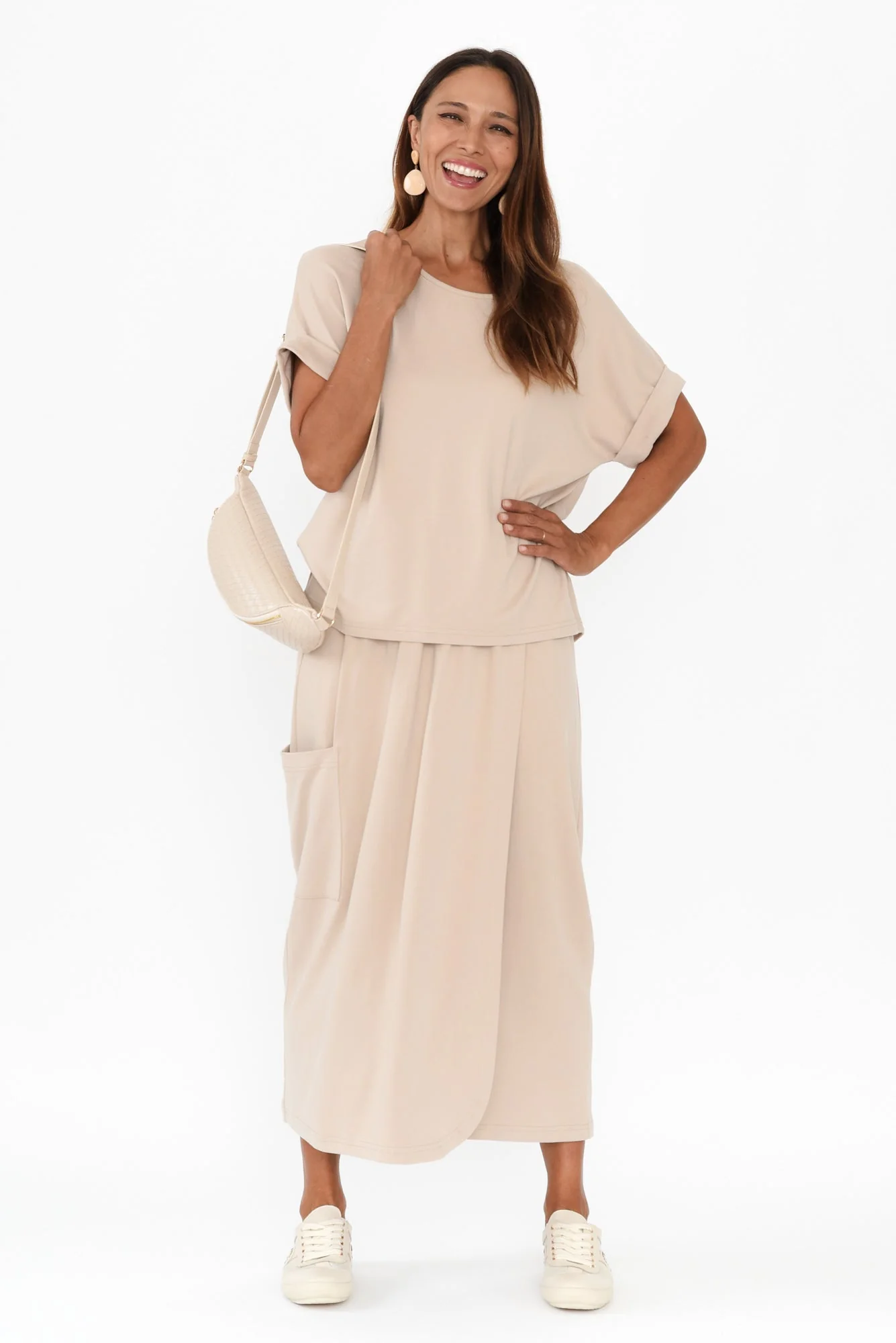 Polly Beige Wrap Pocket Skirt - Image 2