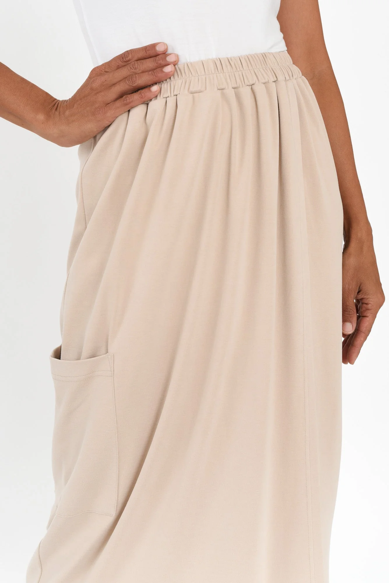 Polly Beige Wrap Pocket Skirt - Image 3