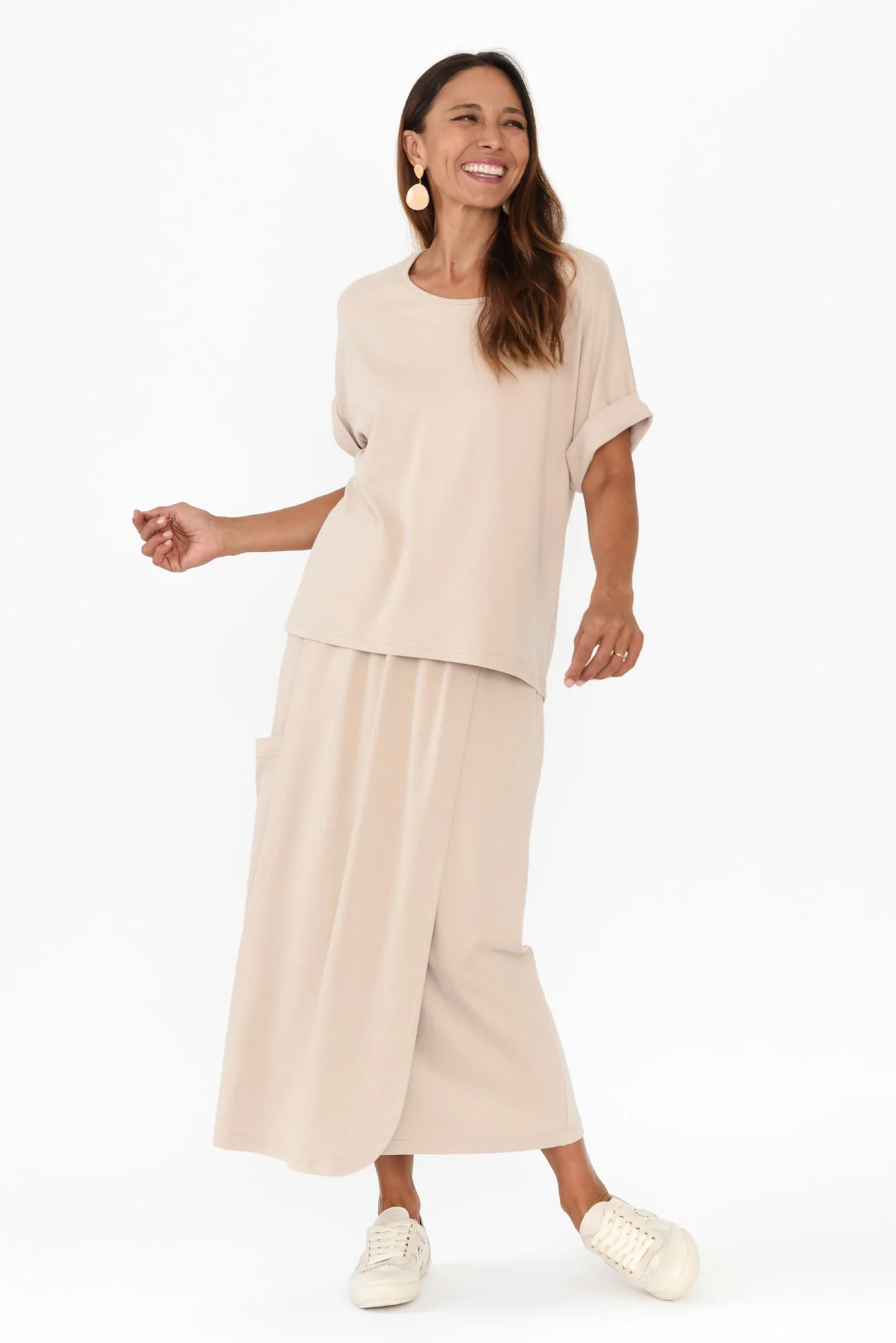 Polly Beige Wrap Pocket Skirt - Image 6