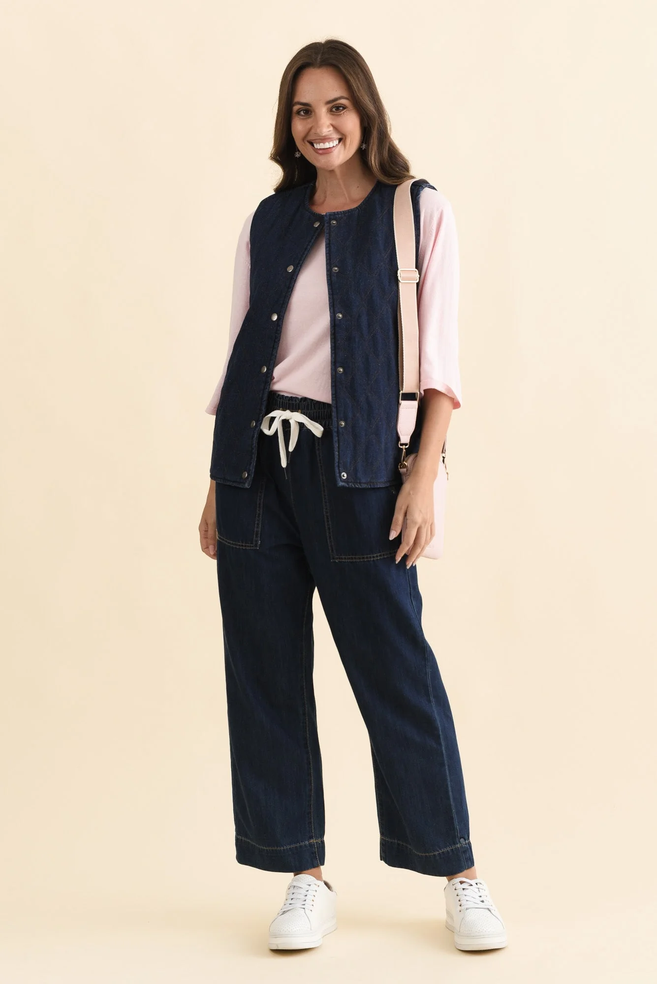 Polly Dark Blue Denim Quilted Vest - Image 7