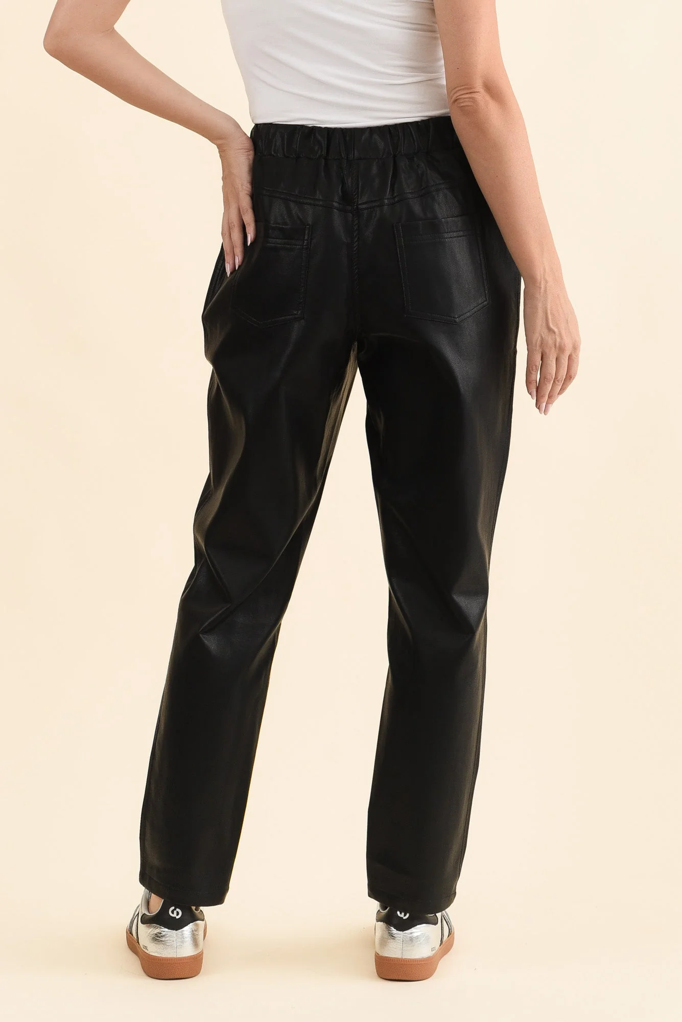 Poppy Black Faux Leather Pants - Image 4