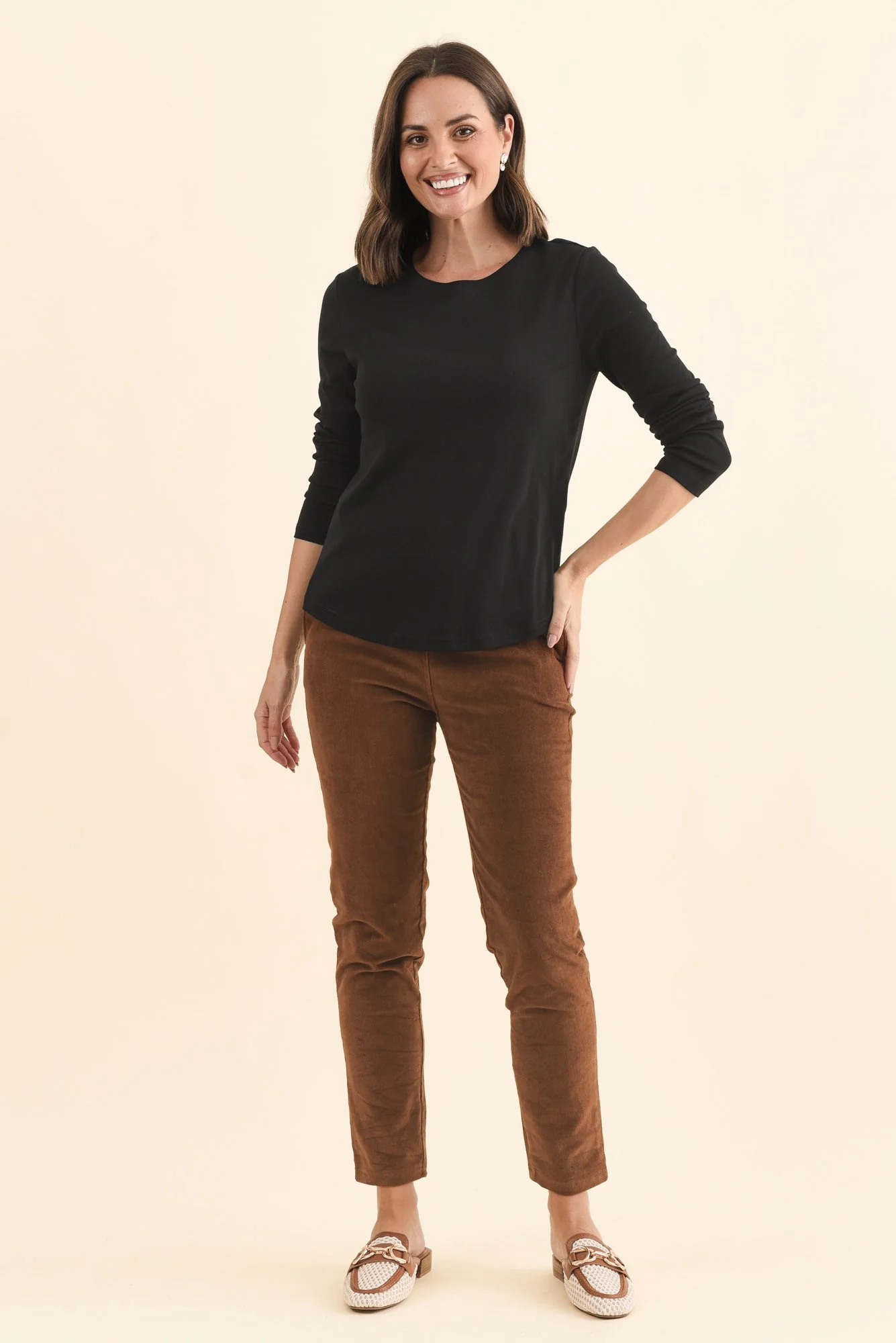 Porter Black Cotton Long Sleeve Top - Image 6