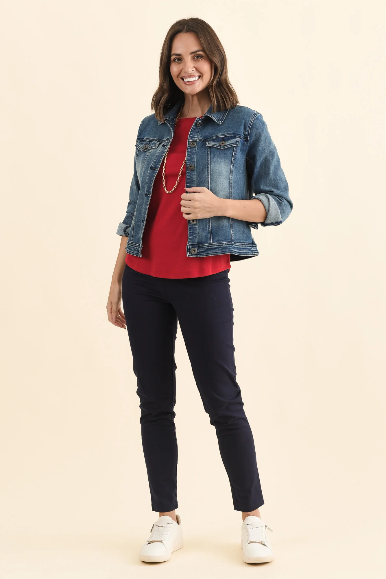 Porter Red Cotton Long Sleeve Top - Image 2