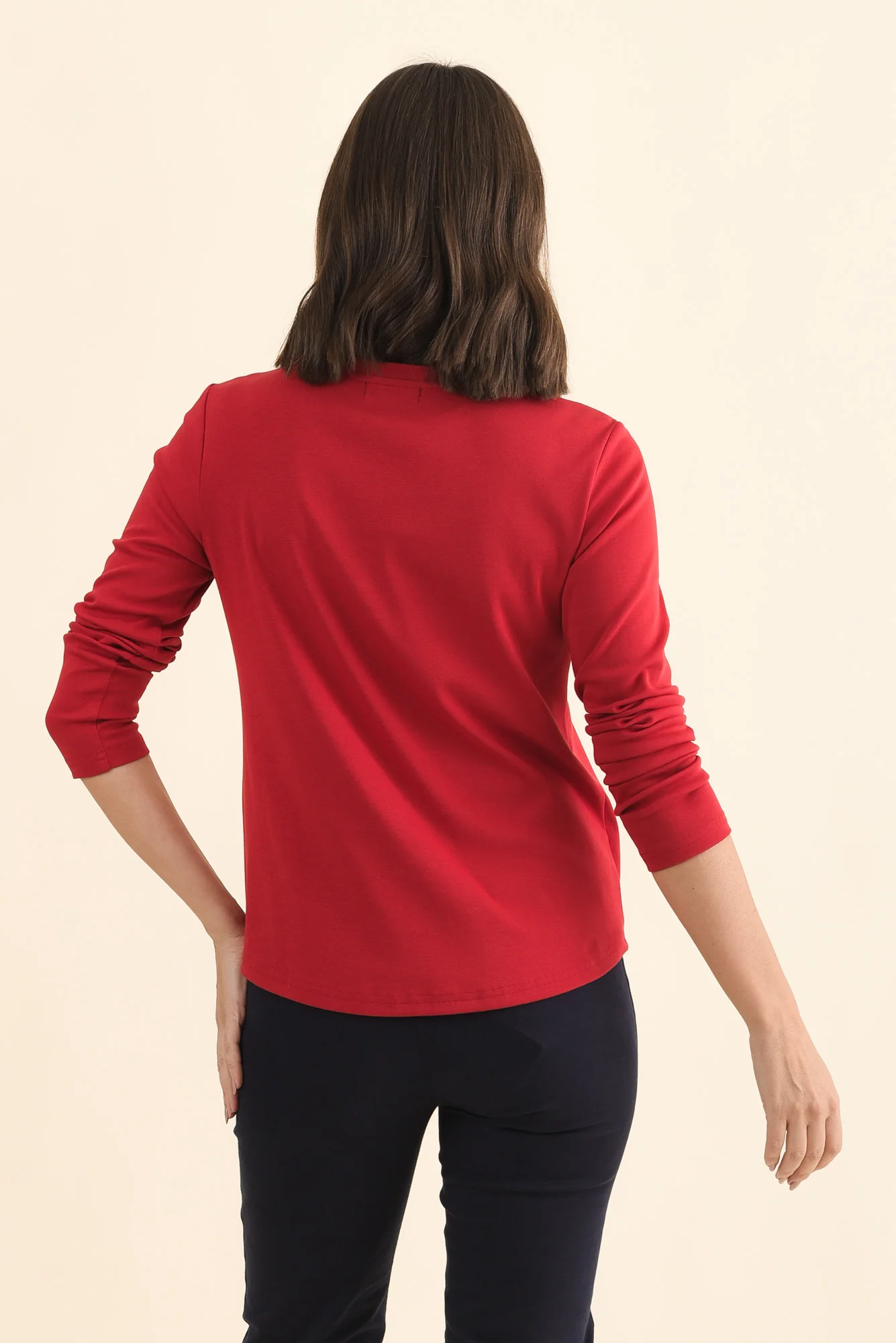 Porter Red Cotton Long Sleeve Top - Image 4