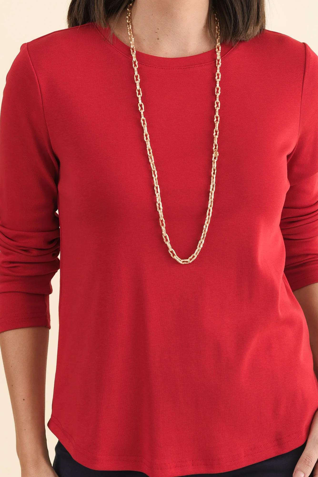 Porter Red Cotton Long Sleeve Top - Image 5