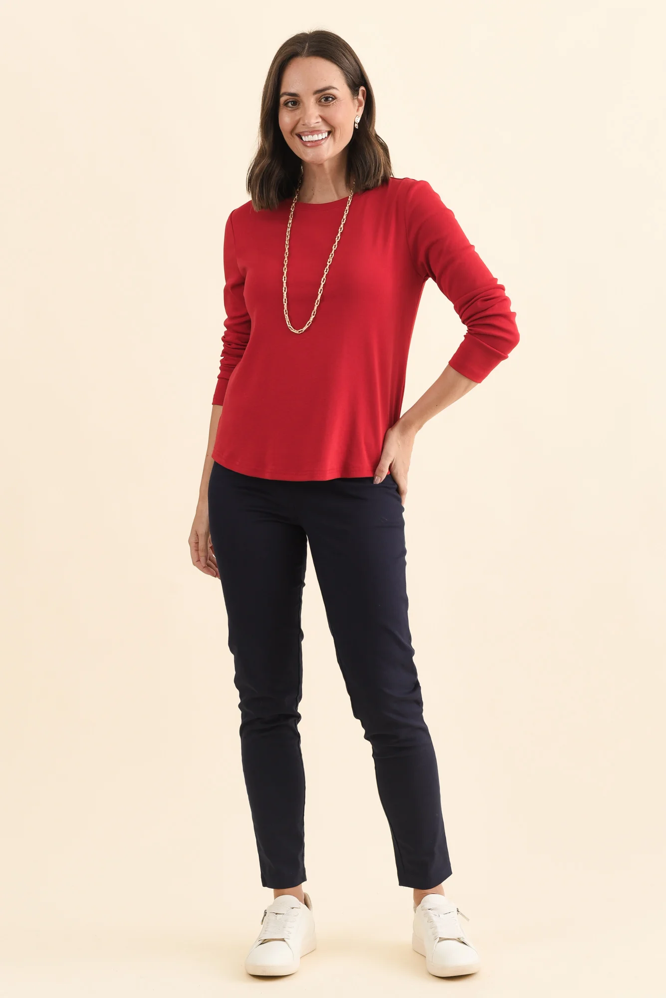 Porter Red Cotton Long Sleeve Top - Image 6