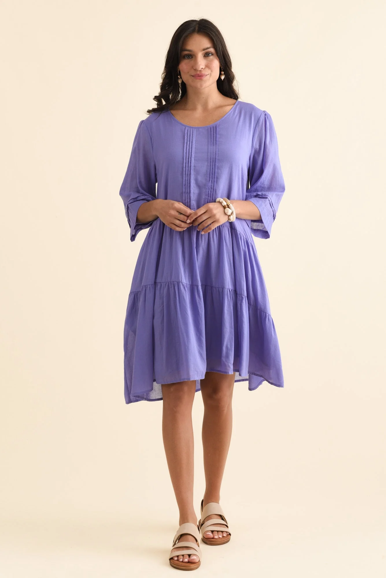 Portia Purple Cotton Asymmetrical Dress - Image 6
