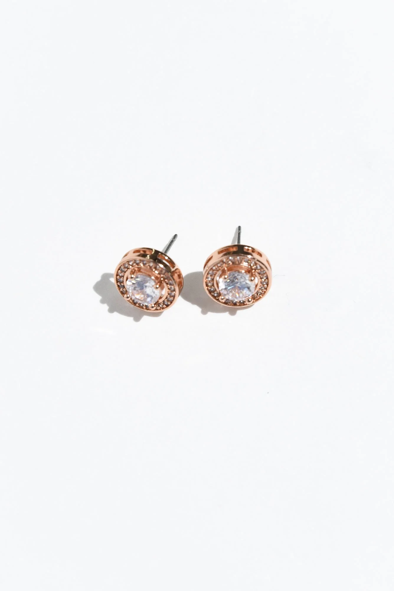Posie Rose Gold Diamante Stud Earrings - Image 3