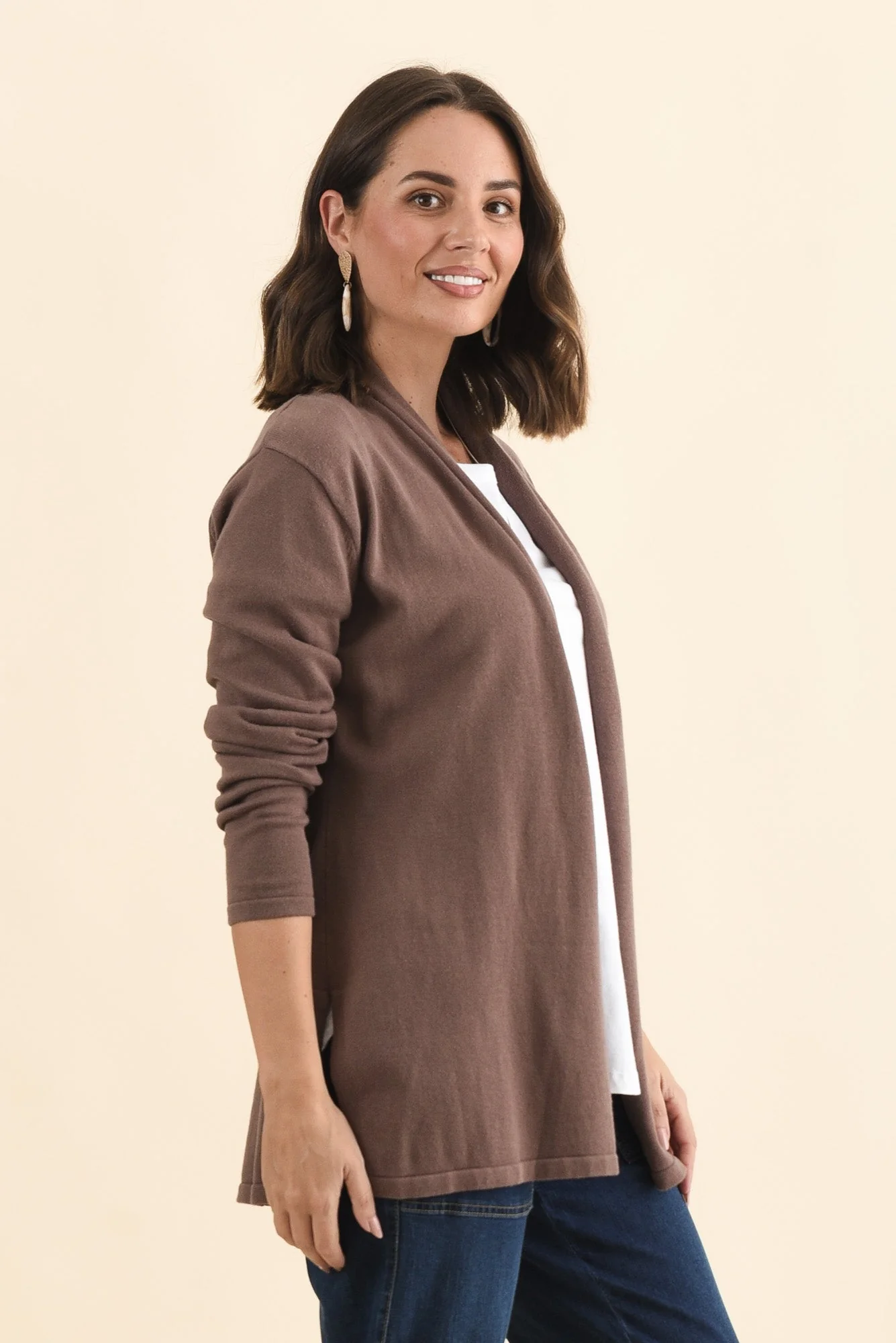 Primrose Chocolate Cotton Drape Cardigan - Image 4