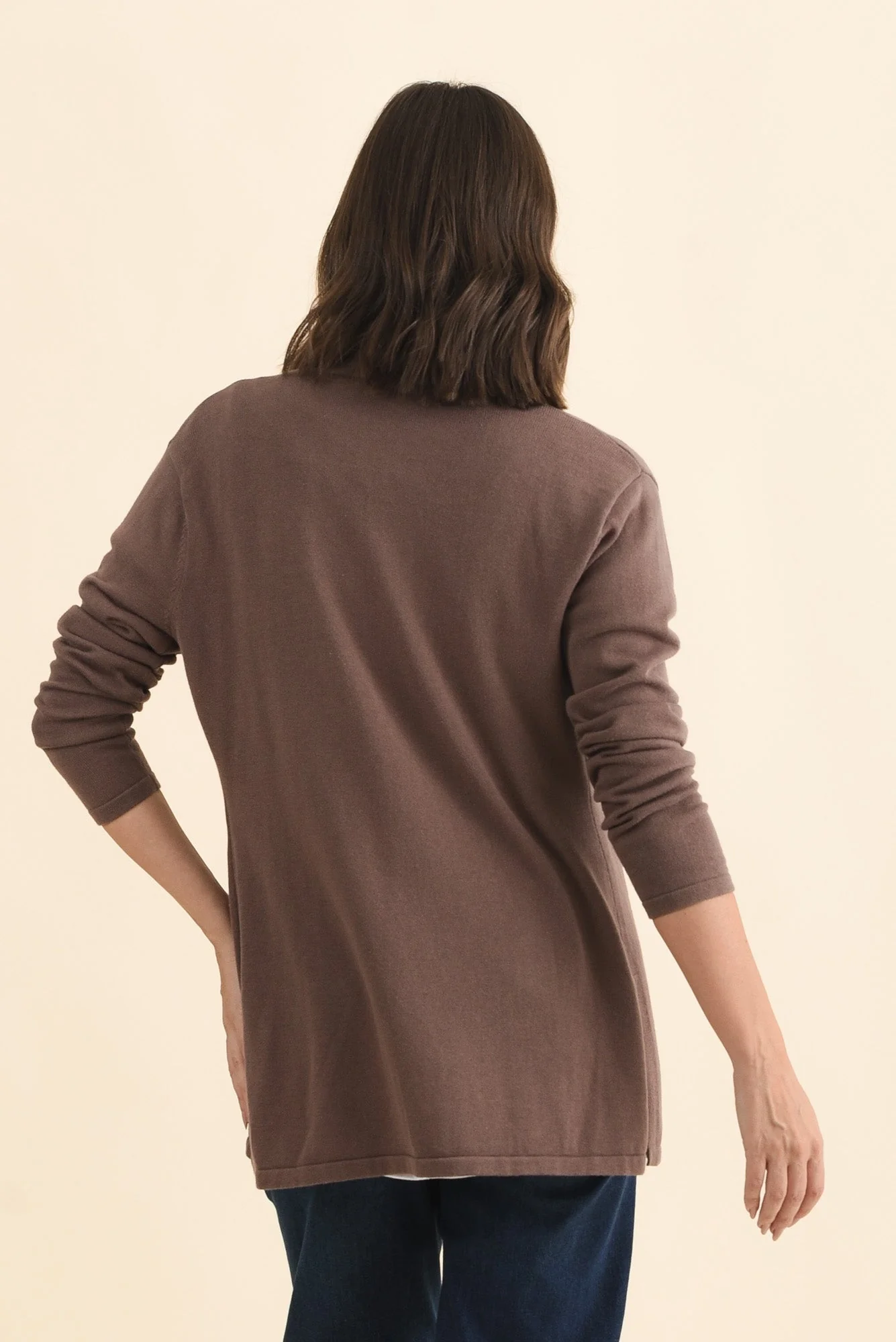 Primrose Chocolate Cotton Drape Cardigan - Image 5