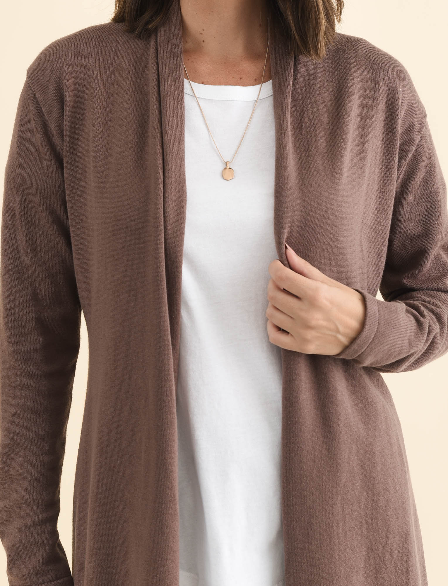 Primrose Chocolate Cotton Drape Cardigan - Image 6