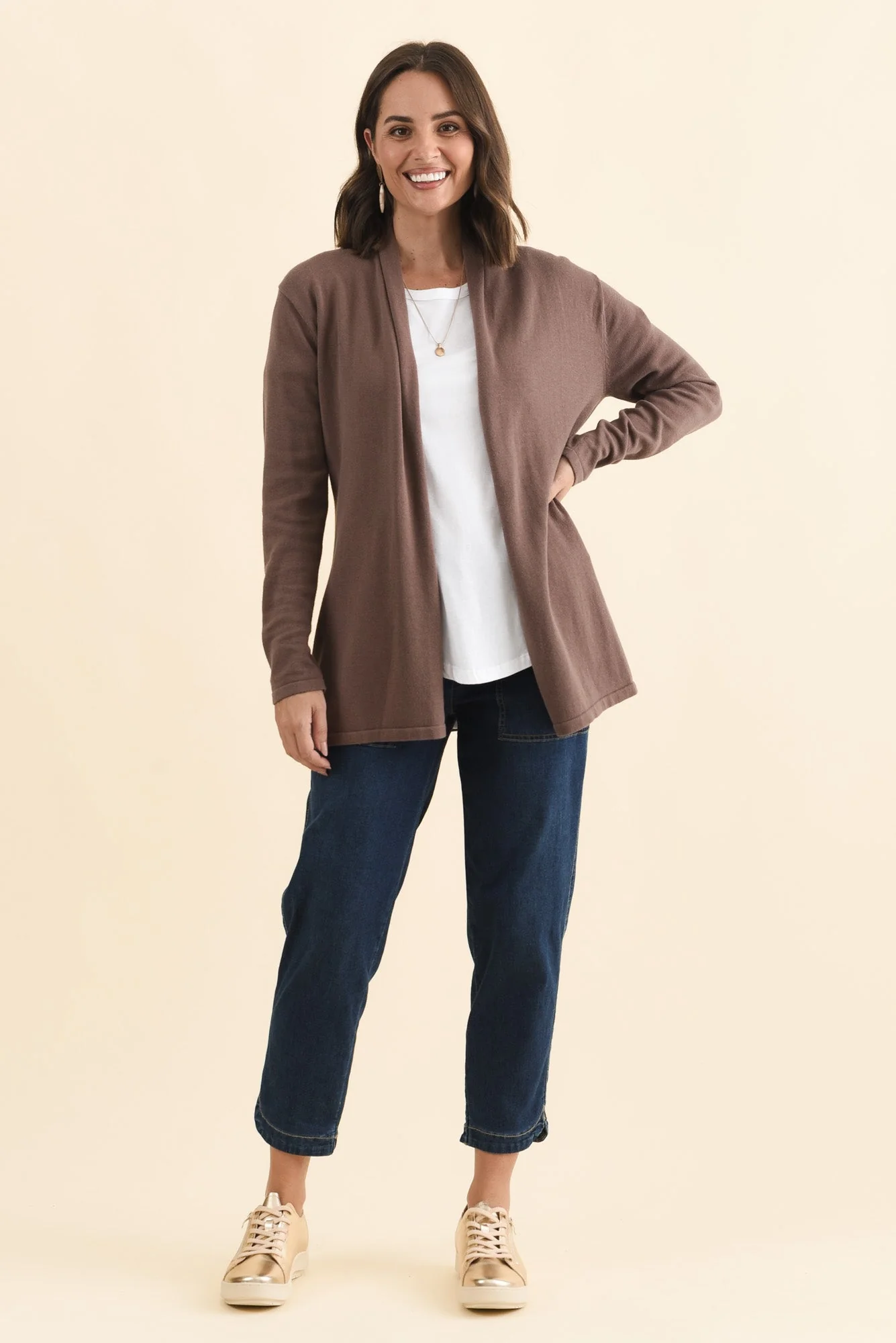 Primrose Chocolate Cotton Drape Cardigan - Image 7