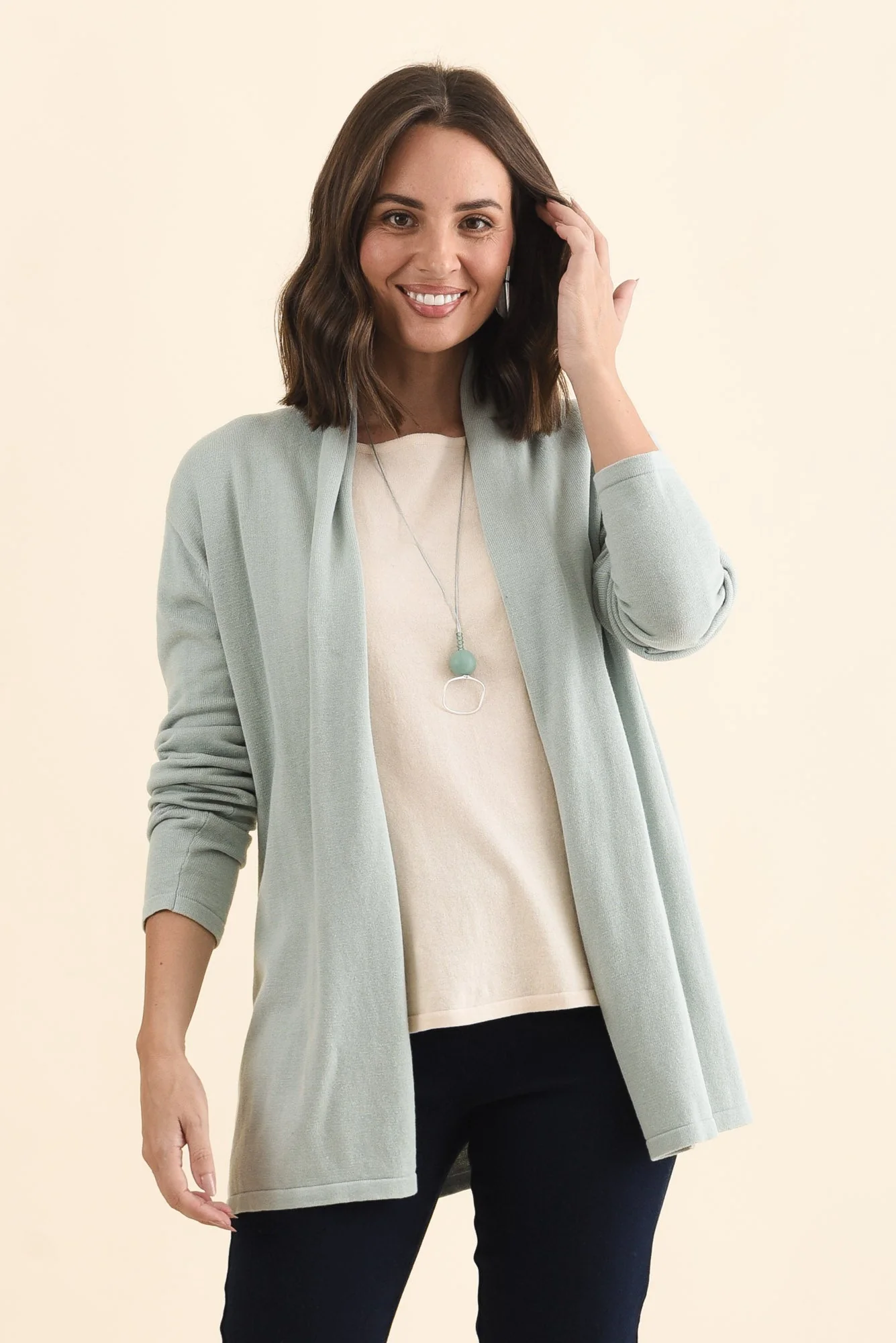 Primrose Mint Cotton Drape Cardigan - Image 2