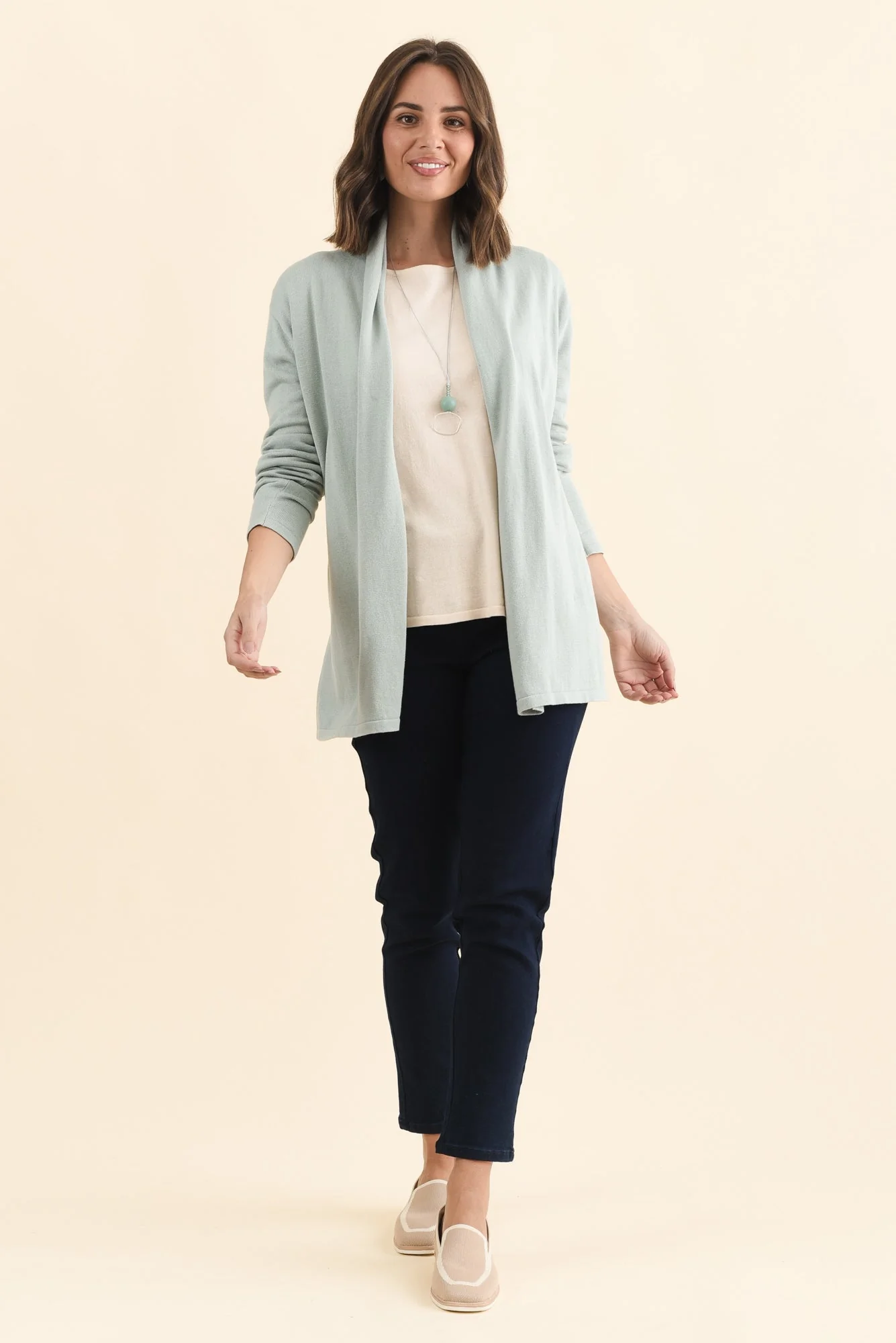 Primrose Mint Cotton Drape Cardigan - Image 3