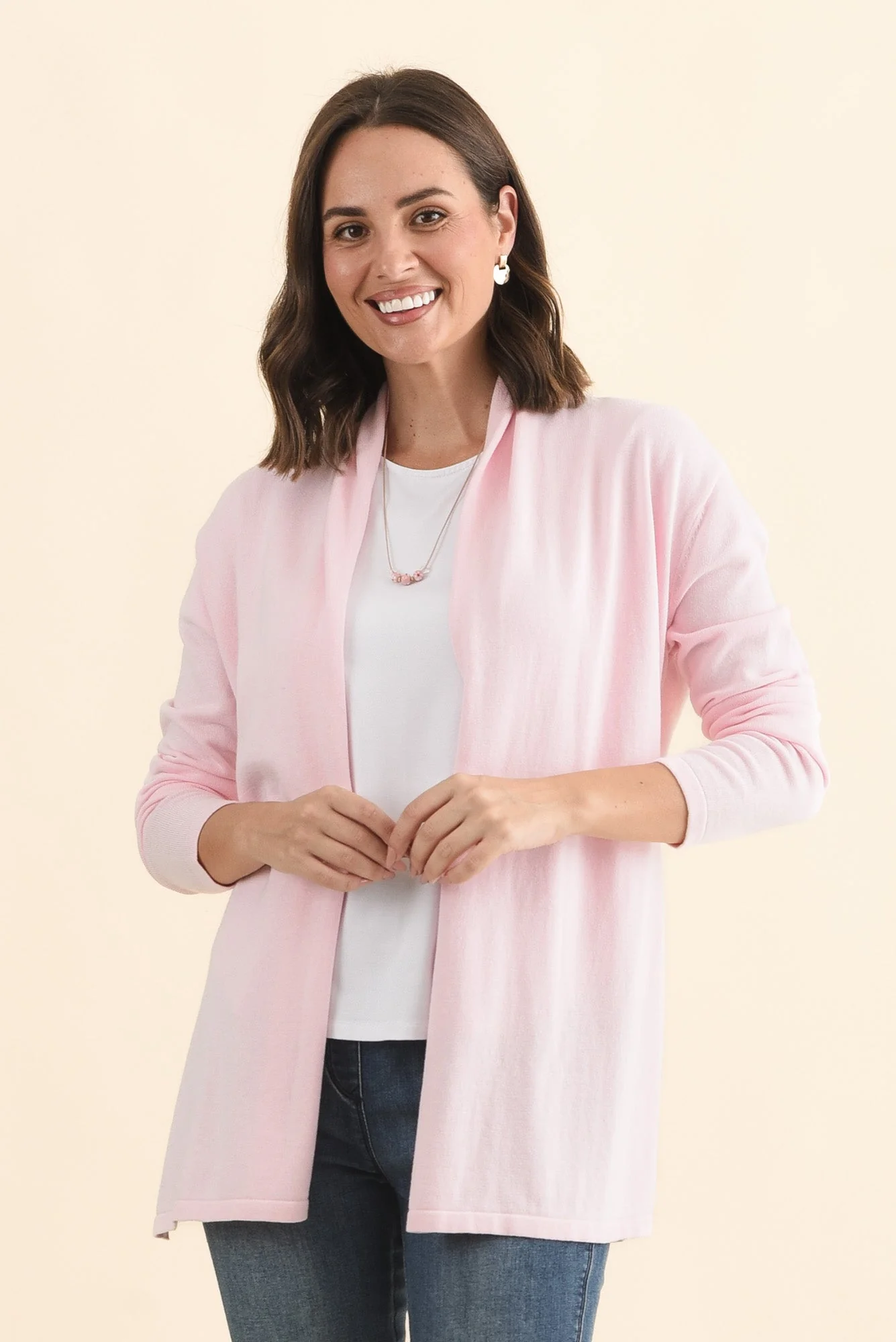 Primrose Pink Cotton Drape Cardigan - Image 2