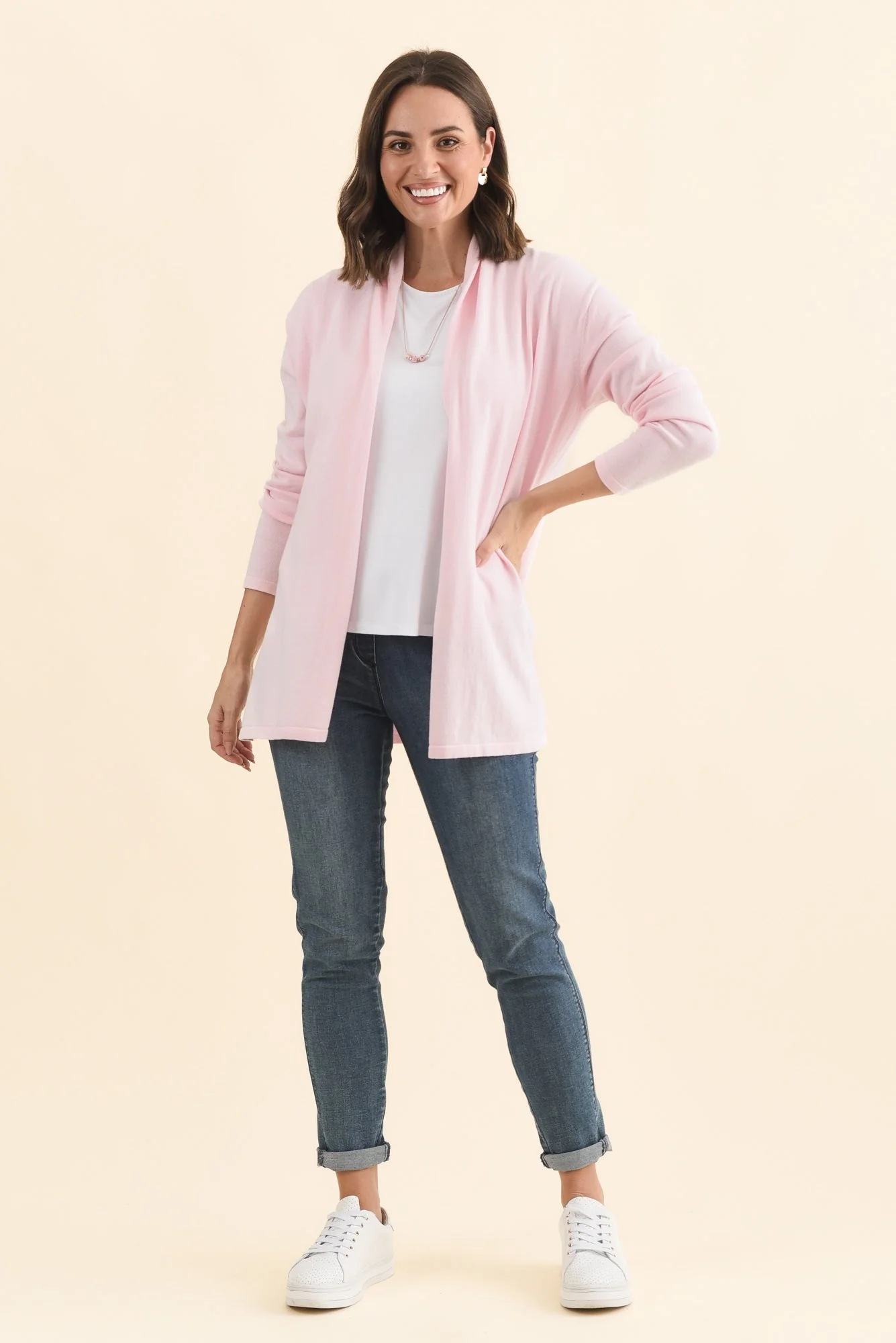 Primrose Pink Cotton Drape Cardigan - Image 3