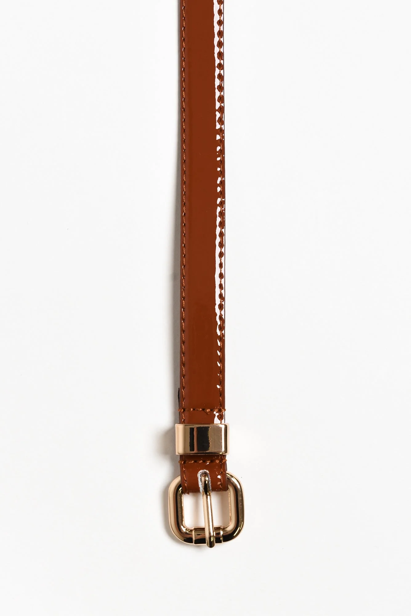 Queens Tan Patent Leather Belt - Image 2
