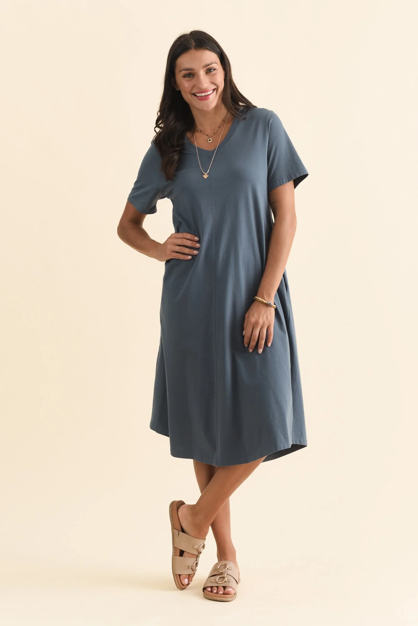 Quentin Steel Cotton Tee Dress - Image 2