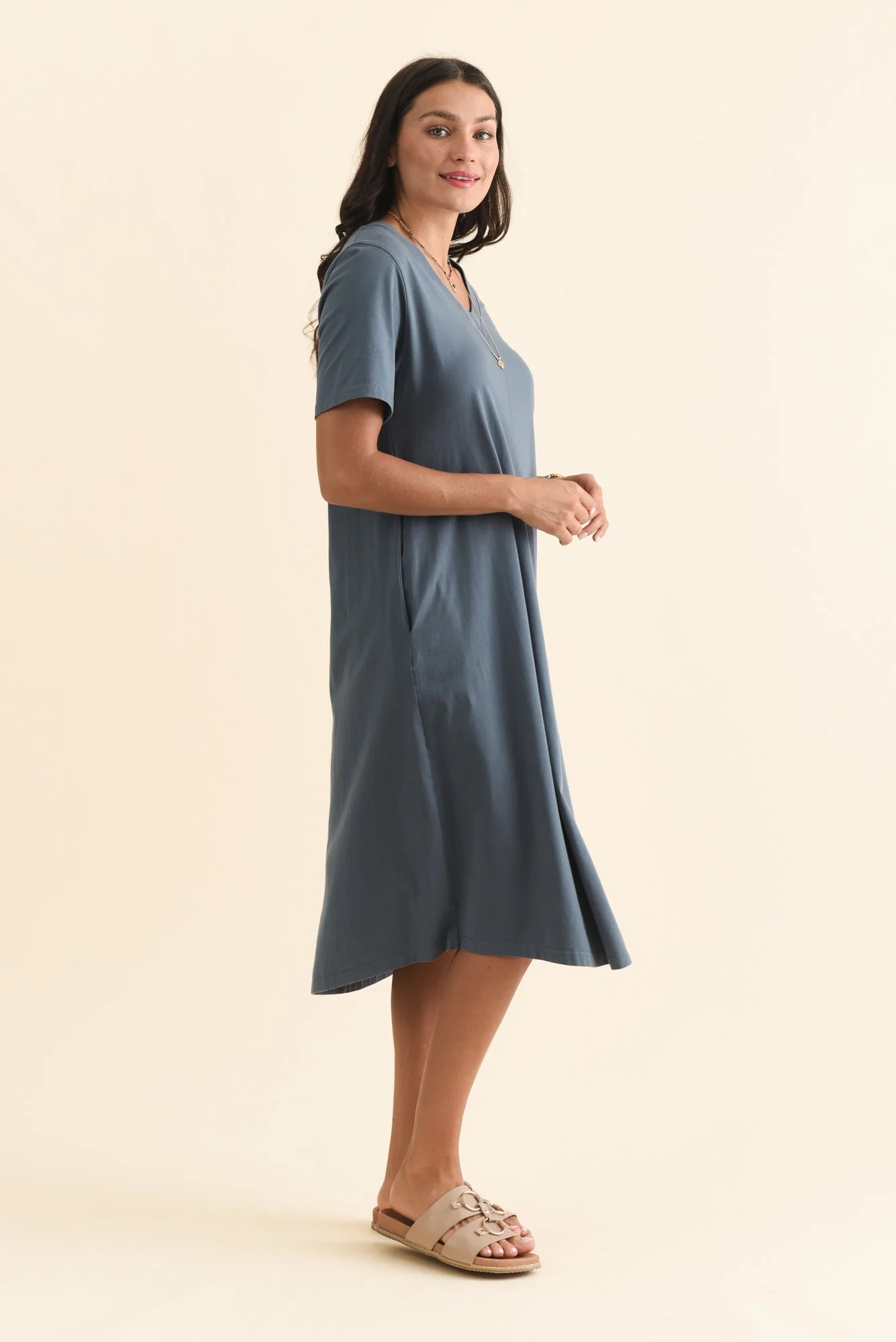 Quentin Steel Cotton Tee Dress - Image 4