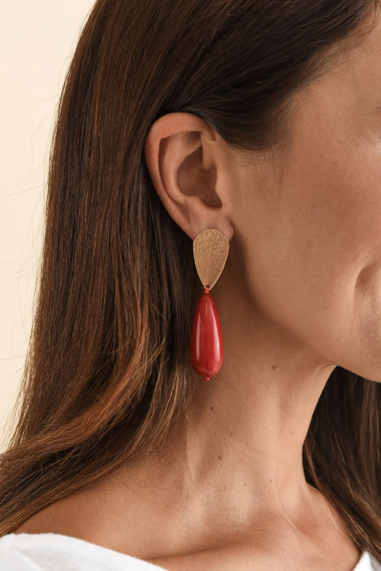Quinlan Red Teardrop Earrings - Image 2