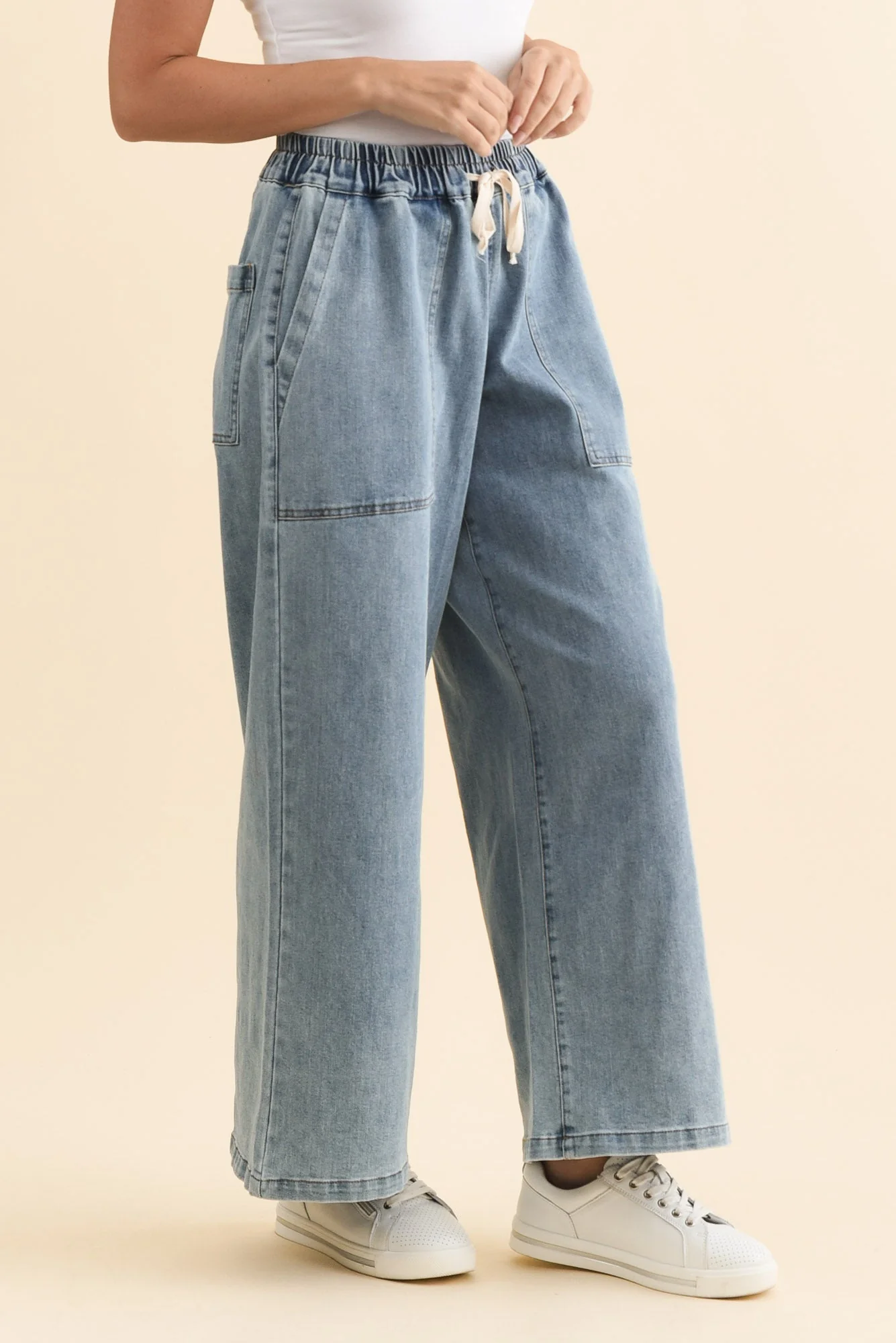 Quinn Light Blue Cotton Jogger Pants - Image 3