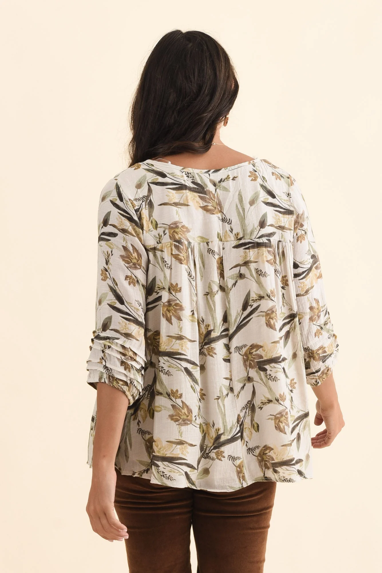 Ramirez Beige Flower Button Top - Image 5