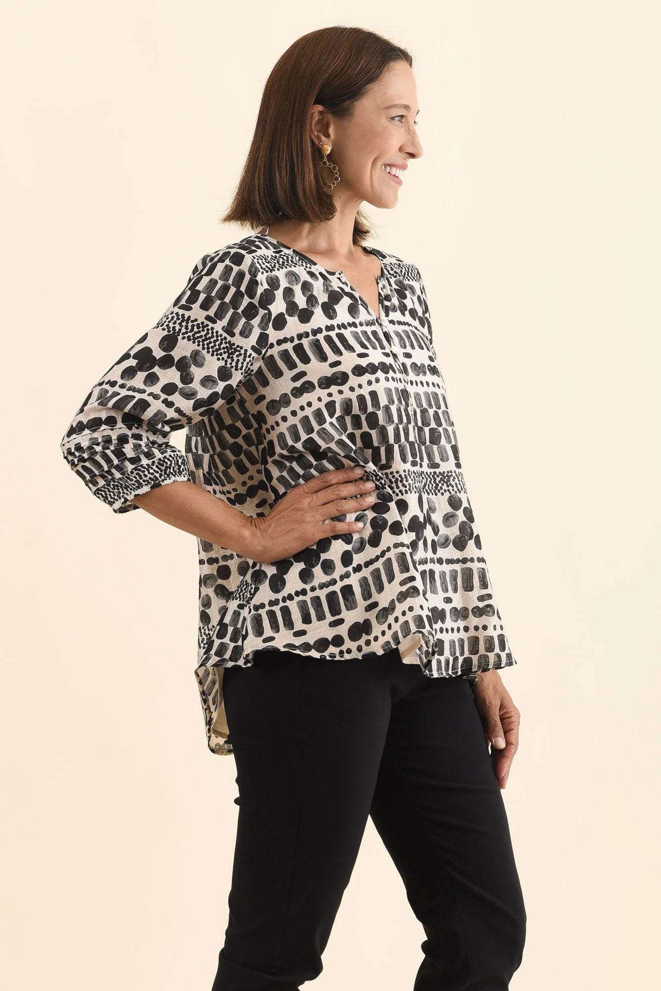 Ramirez Black Spot Button Top - Image 4