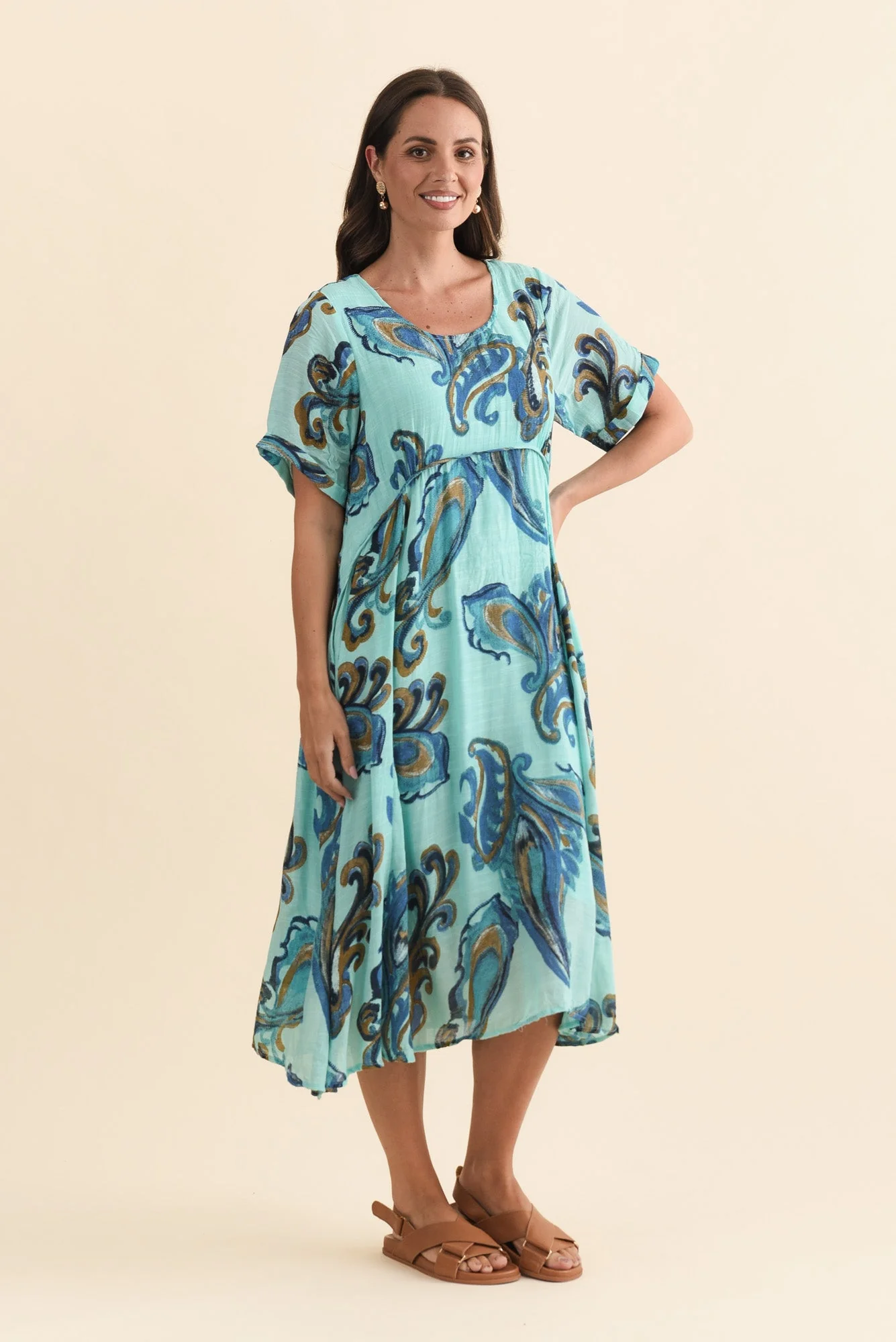 Ramona Blue Paisley Cotton Blend Dress - Image 4