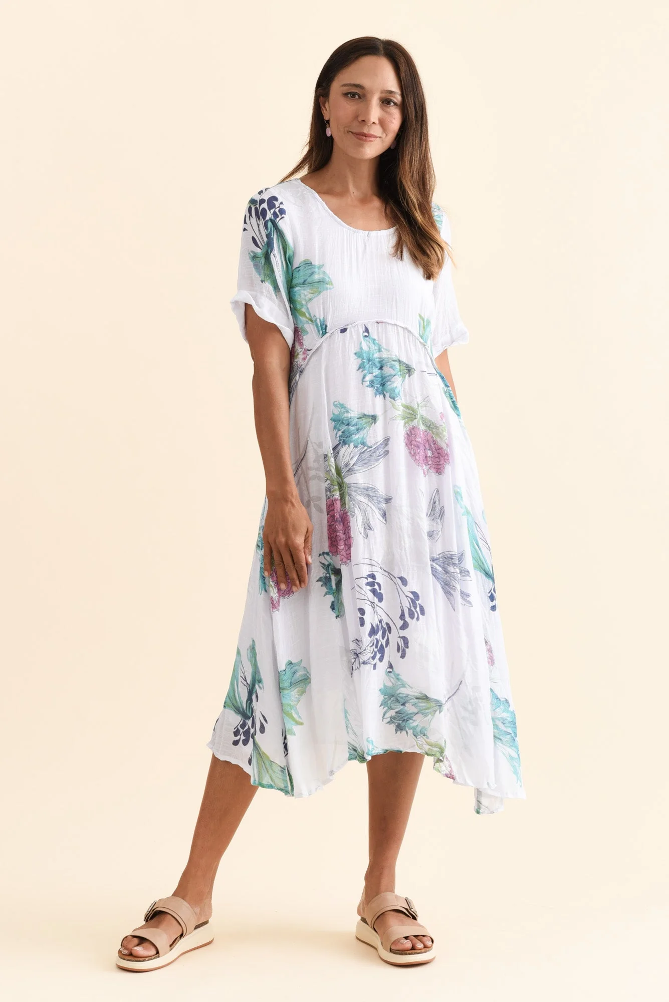 Ramona White Floral Cotton Blend Dress - Image 2
