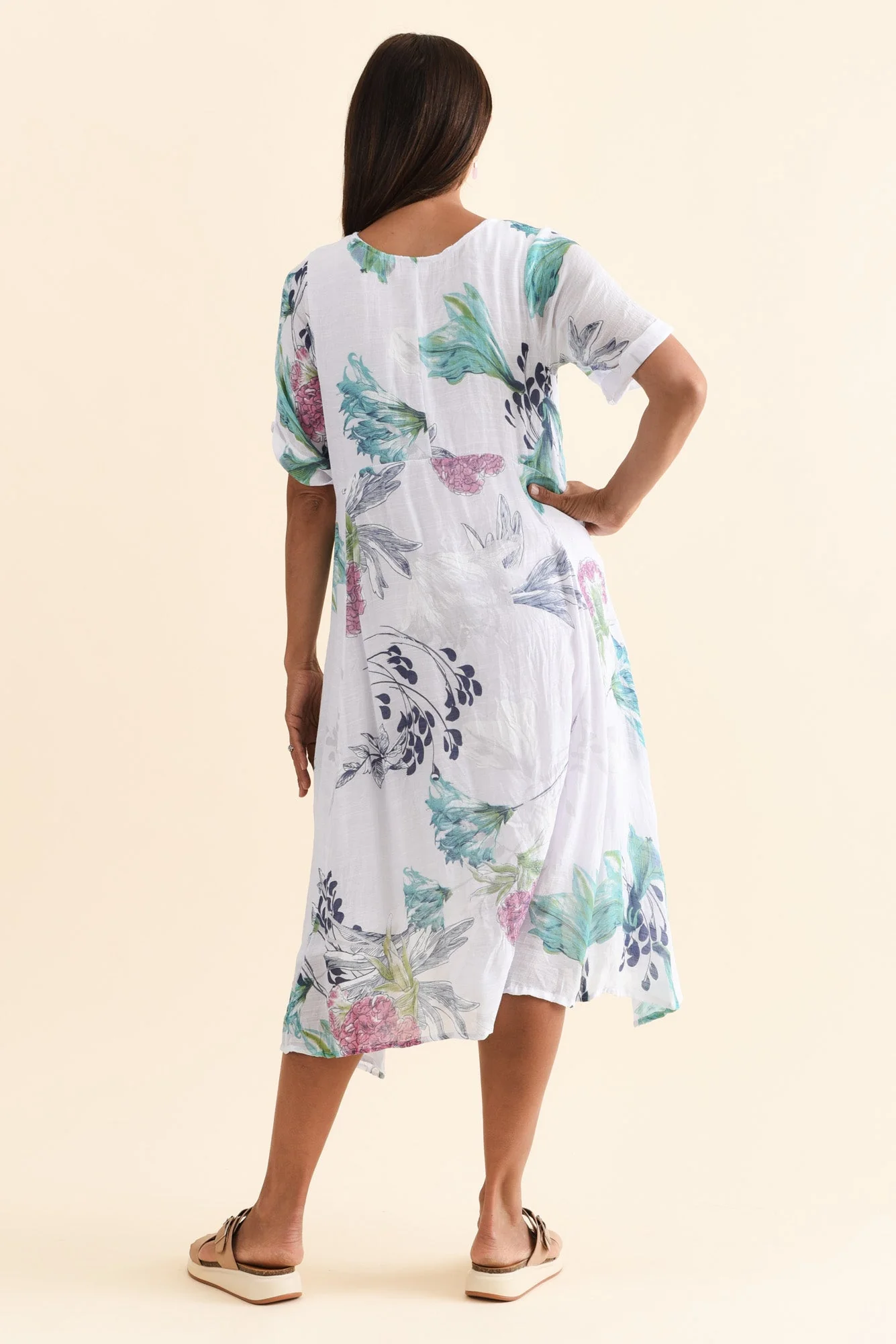 Ramona White Floral Cotton Blend Dress - Image 4