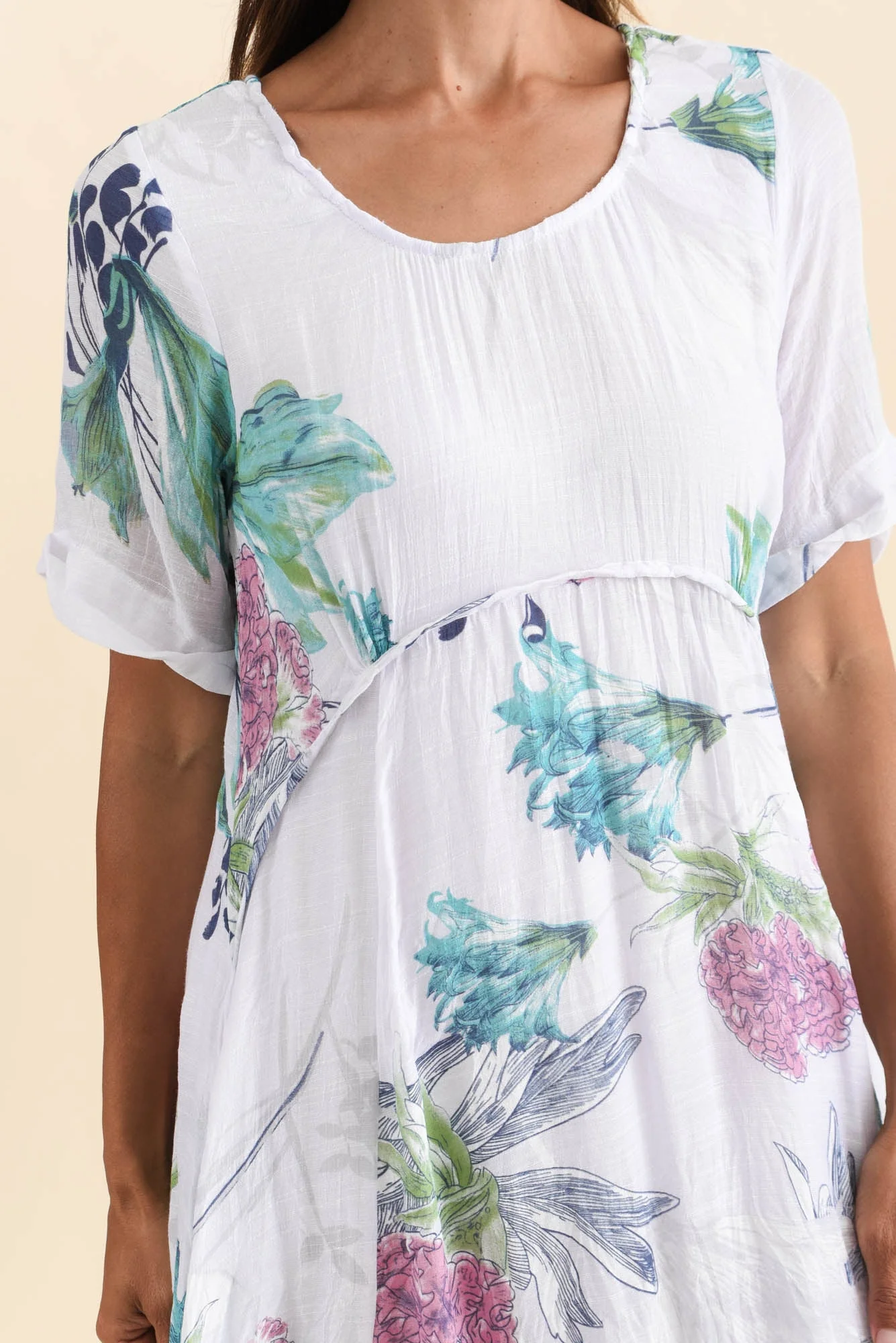 Ramona White Floral Cotton Blend Dress - Image 5