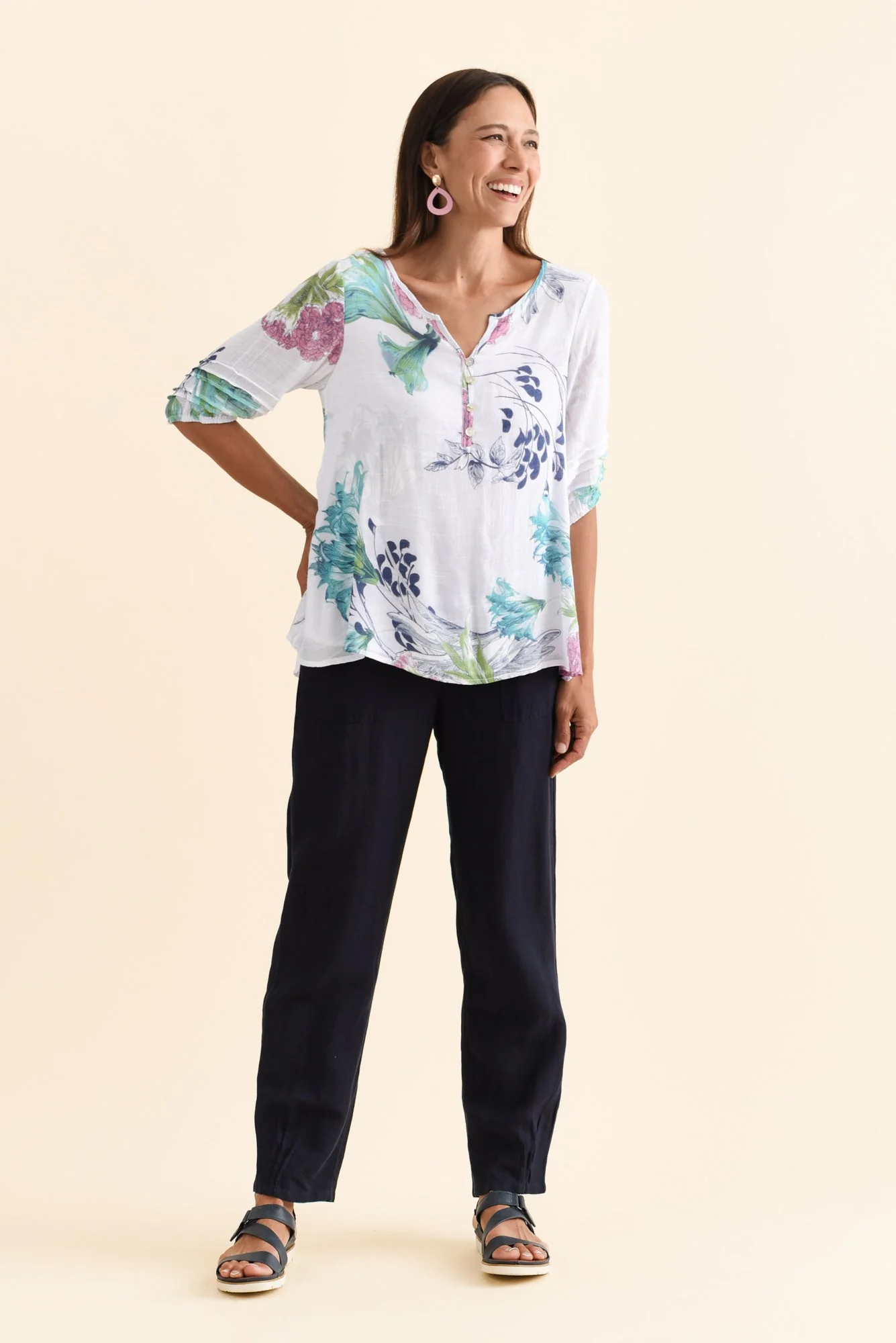 Ramy White Floral Cotton Blend Top - Image 2
