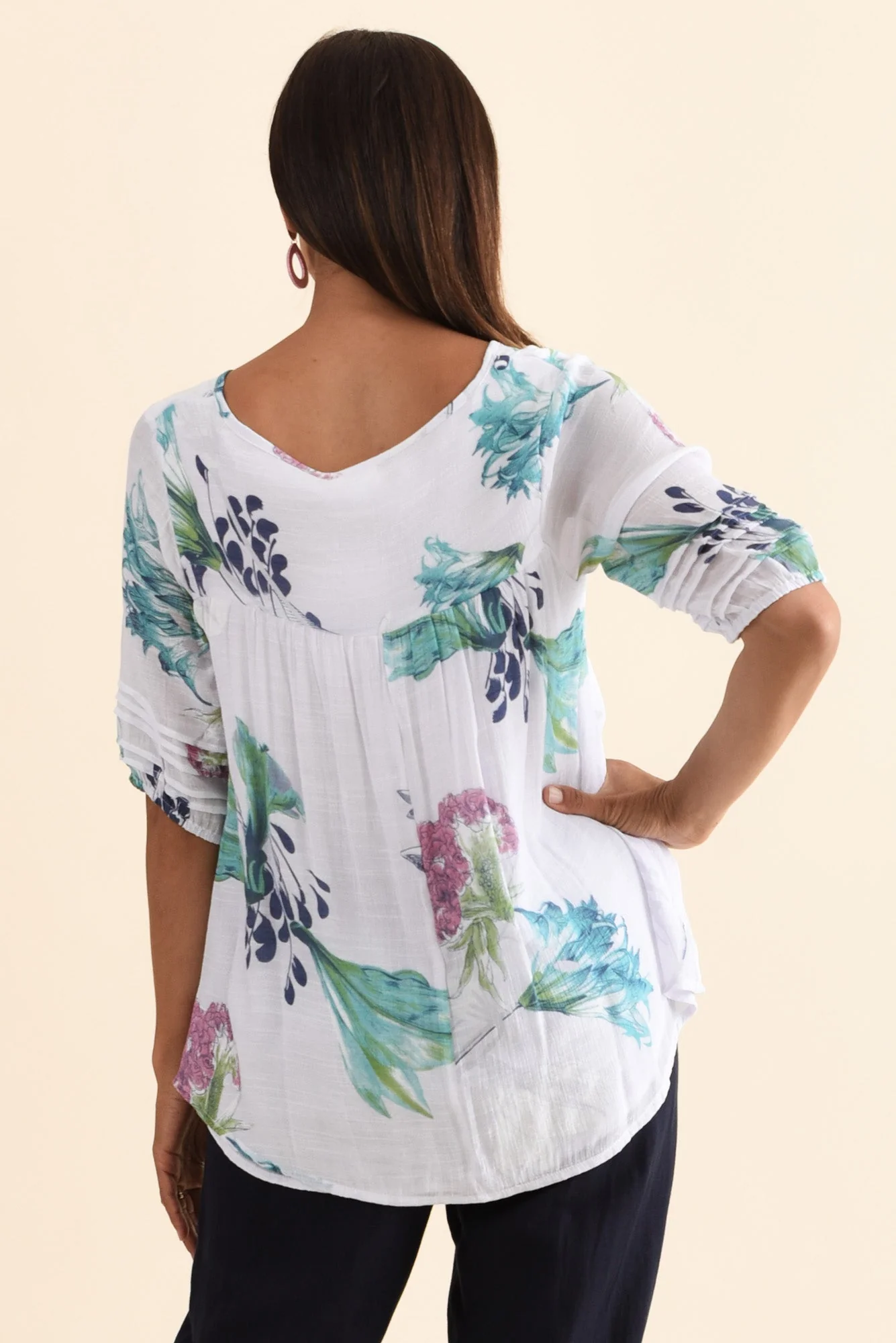 Ramy White Floral Cotton Blend Top - Image 4