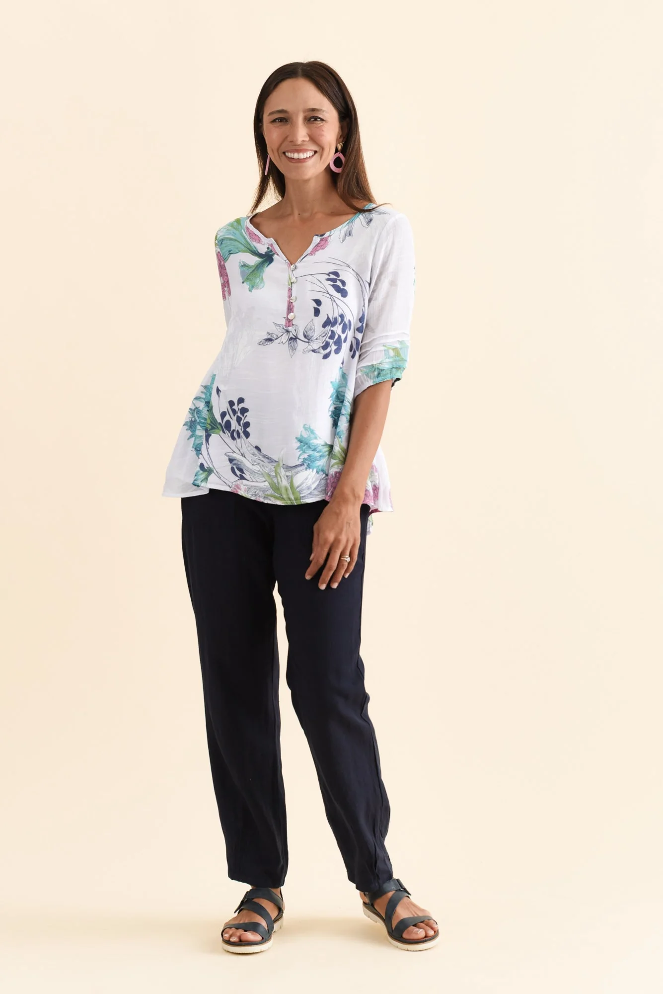 Ramy White Floral Cotton Blend Top - Image 6