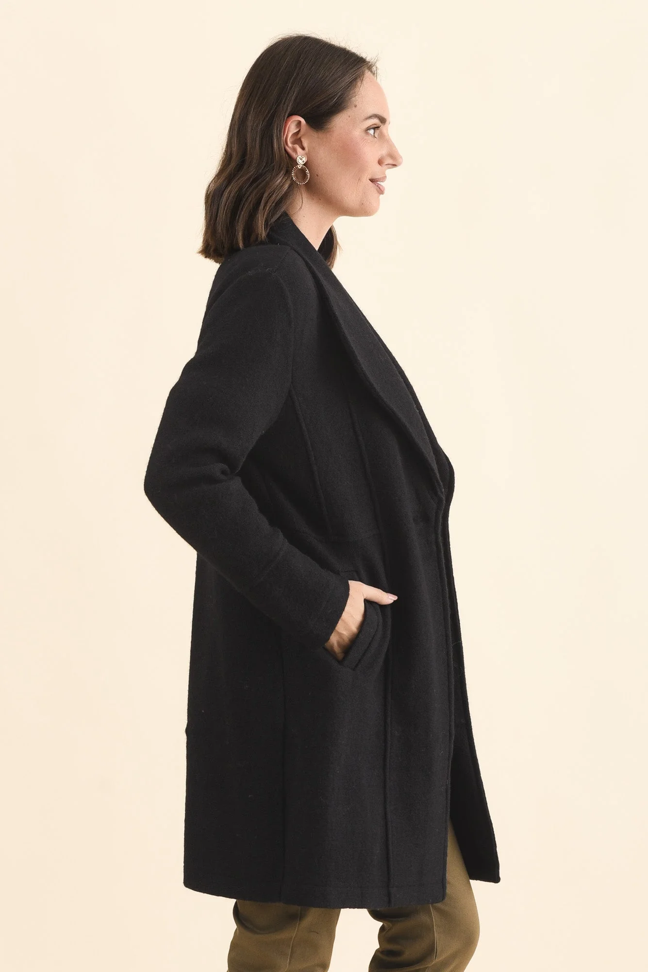 Raquel Black Wool Coat - Image 3