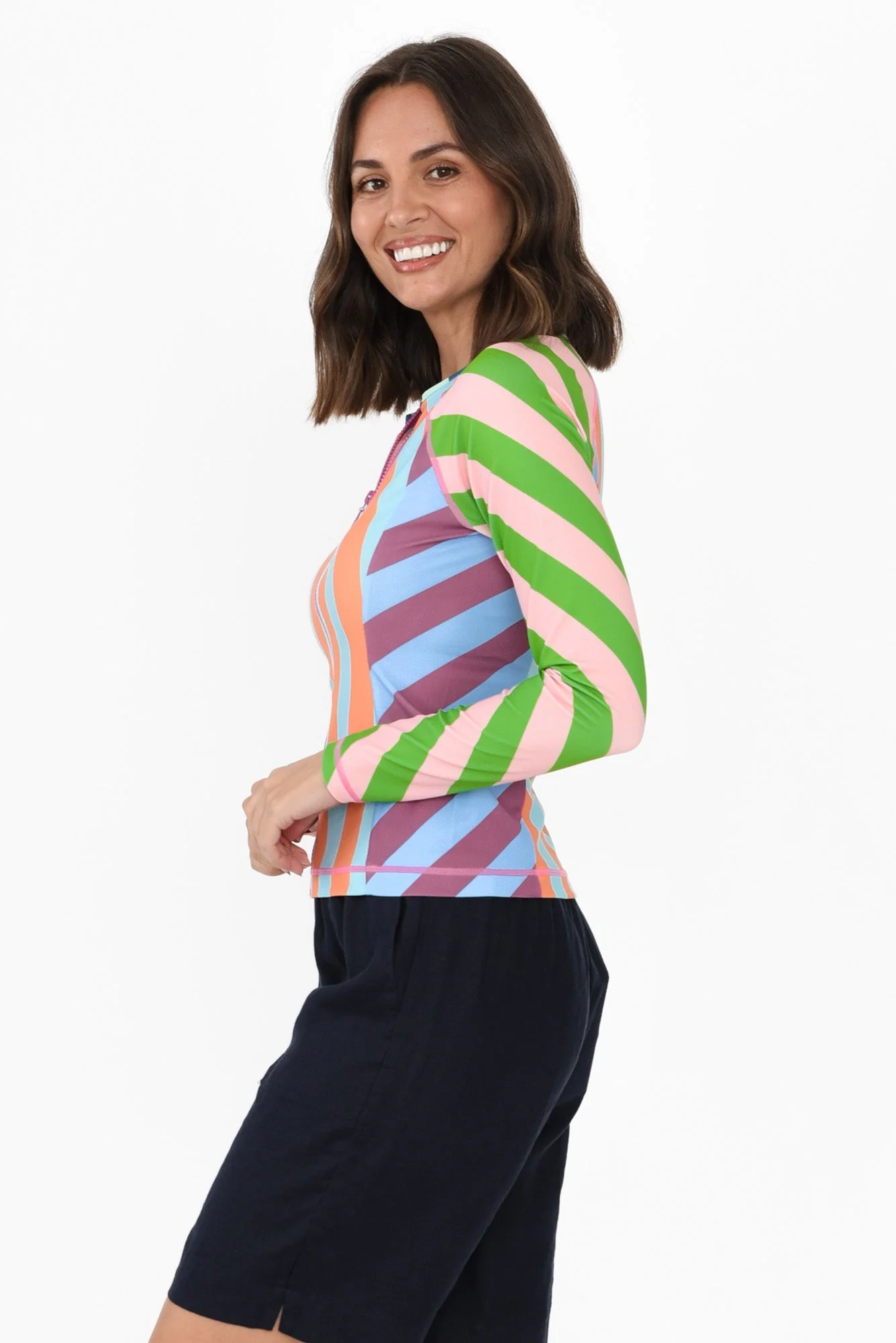 Raven Green Stripe Rash Vest - Image 3