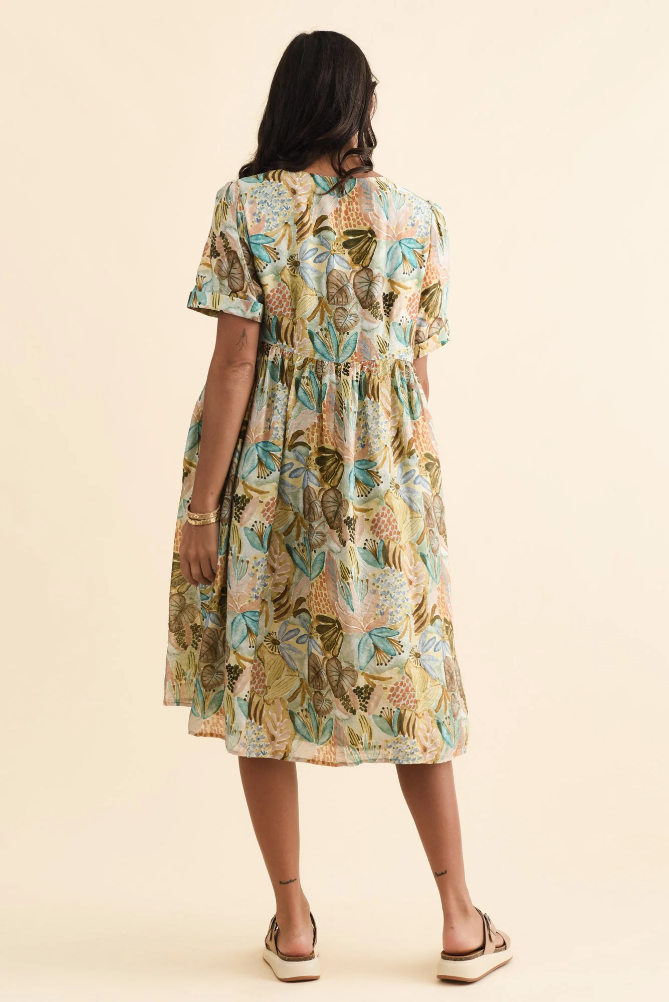 Rayna Brown Garden Button Dress - Image 4