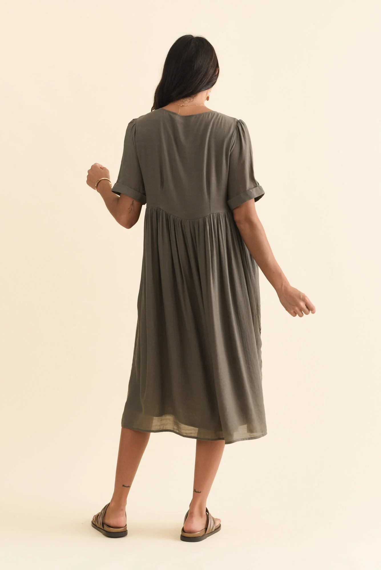 Rayna Khaki Button Dress - Image 4