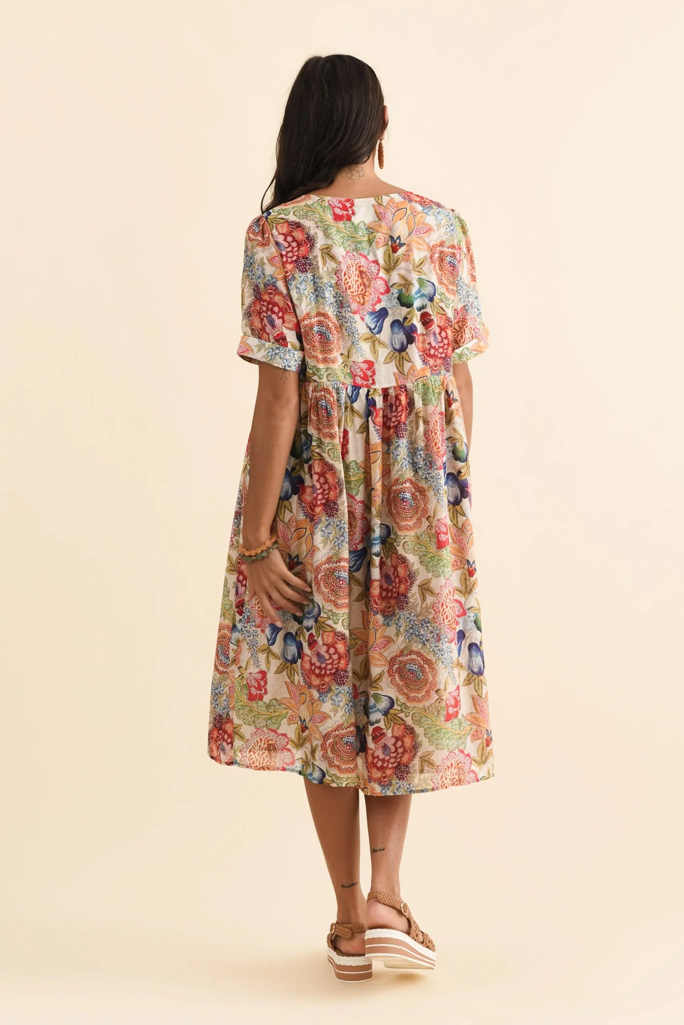 Rayna Orange Garden Button Dress - Image 4