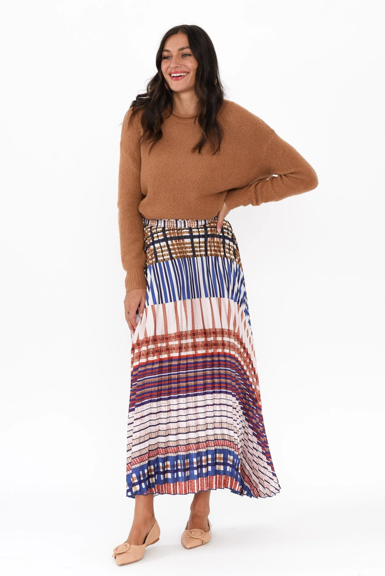 Rays Blue Check Pleated Skirt - Image 3