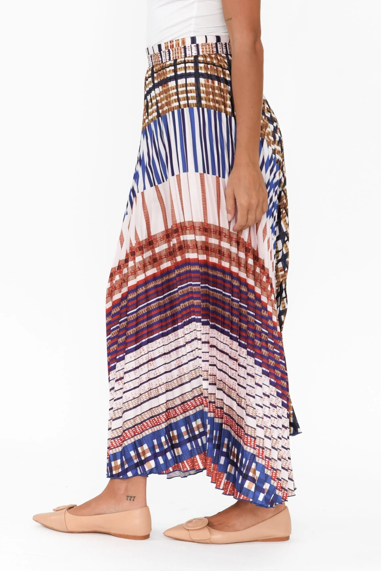 Rays Blue Check Pleated Skirt - Image 4