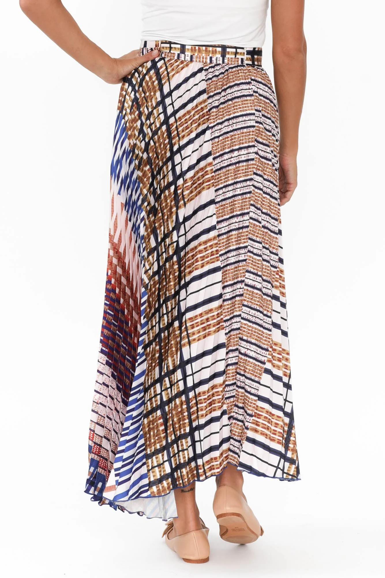 Rays Blue Check Pleated Skirt - Image 5