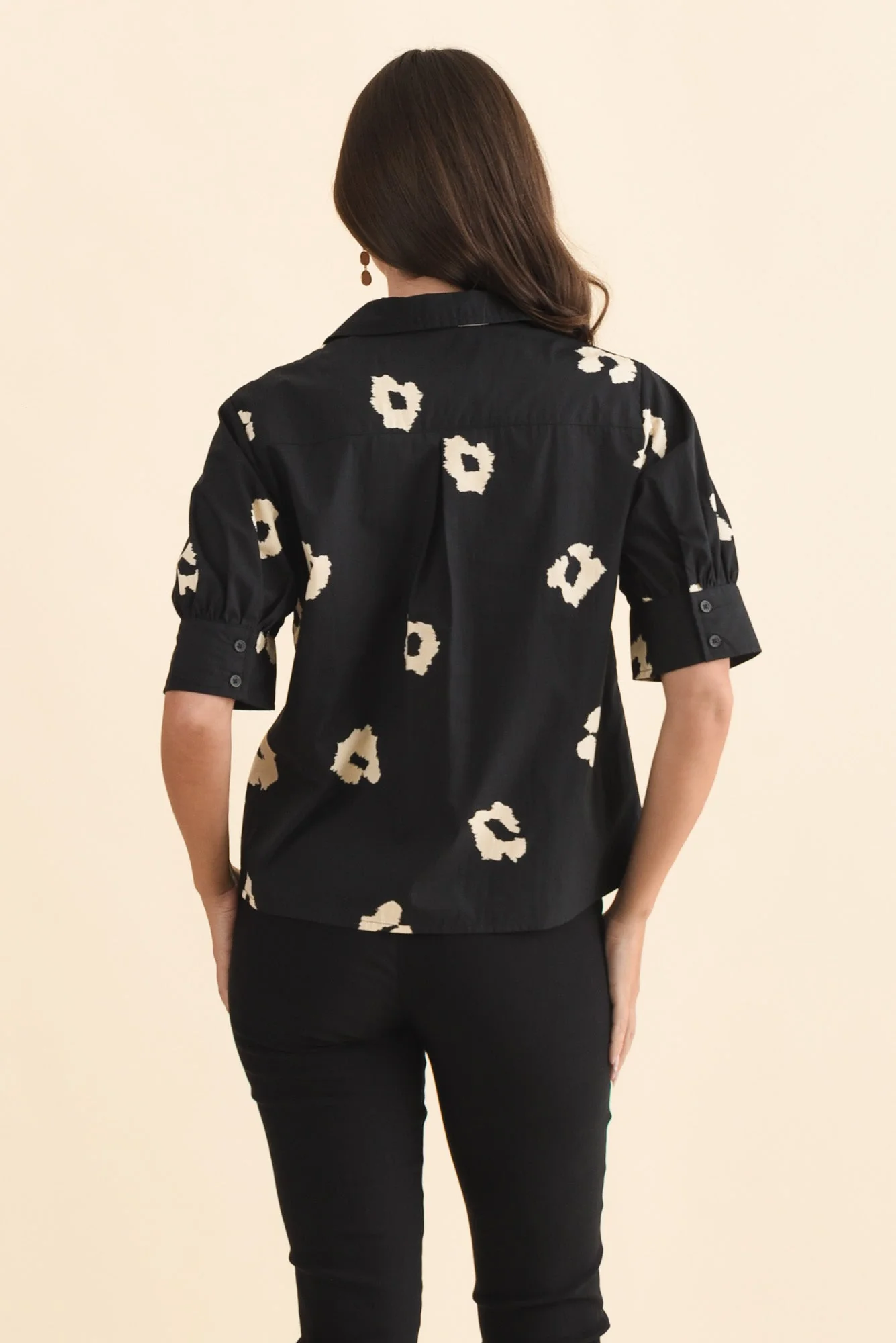 Reagan Black Leopard Cotton Shirt - Image 4