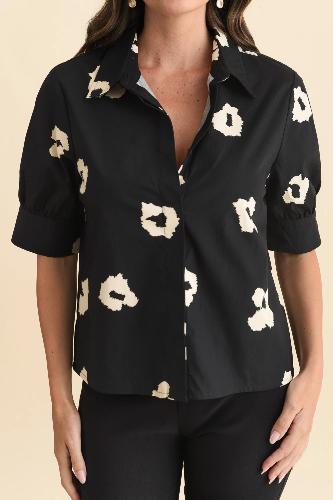 Reagan Black Leopard Cotton Shirt - Image 5