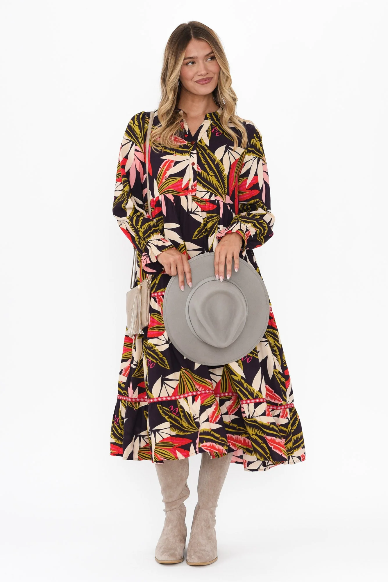Reagan Navy Palm Tier Dress - Image 3