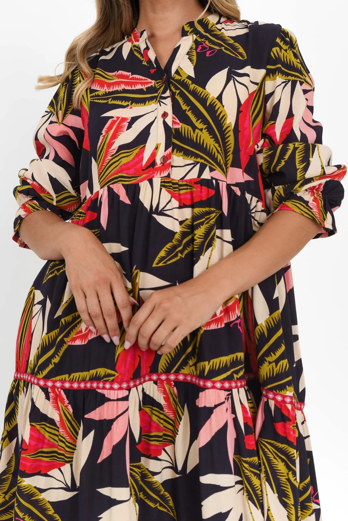 Reagan Navy Palm Tier Dress - Image 6